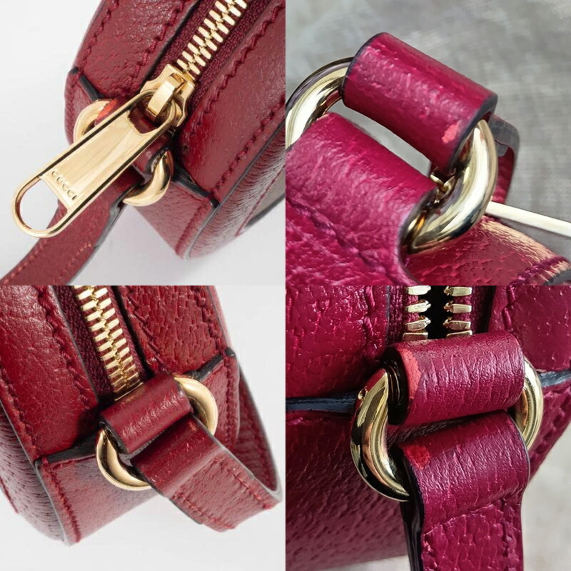 Gucci Beige Red Color Gg Supreme Leather Shoulder Bag (Pre-Owned)
