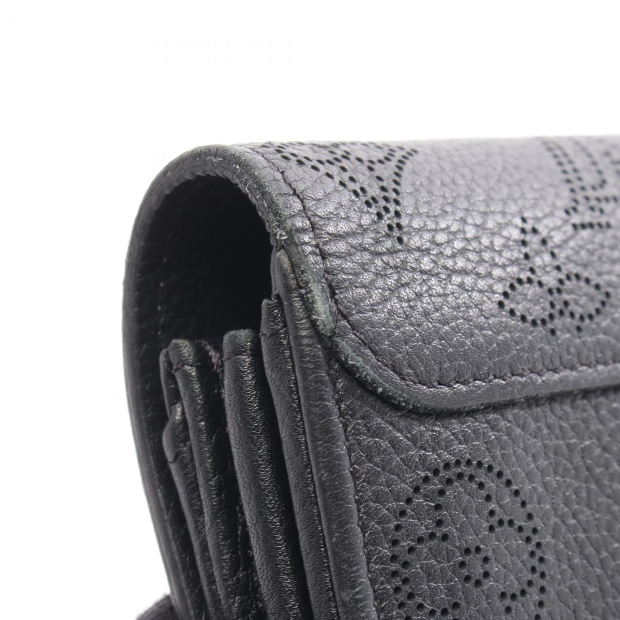 Louis Vuitton Black Noir Mahina Leather Leather Long Wallet