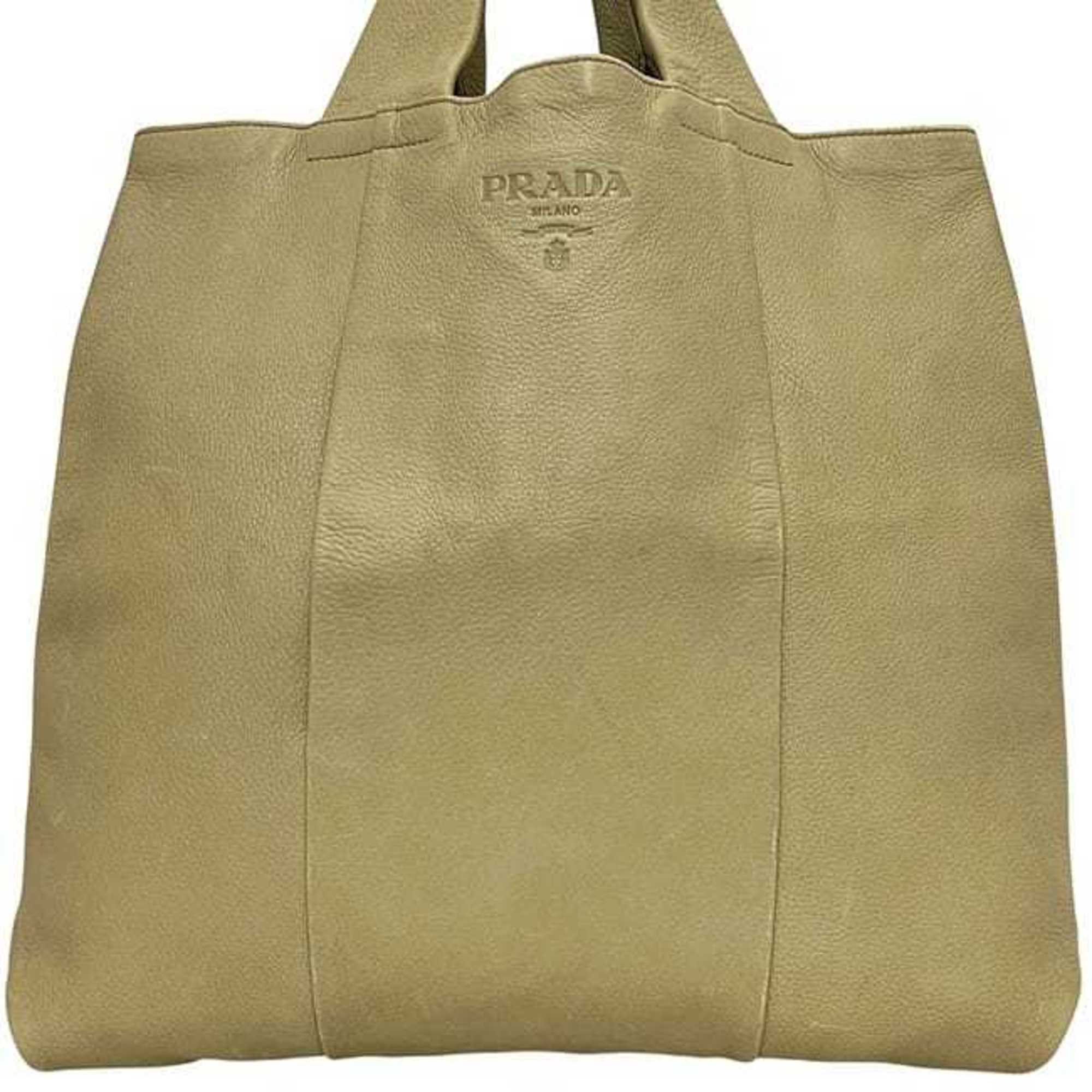 Prada Beige Leather Tote Bag