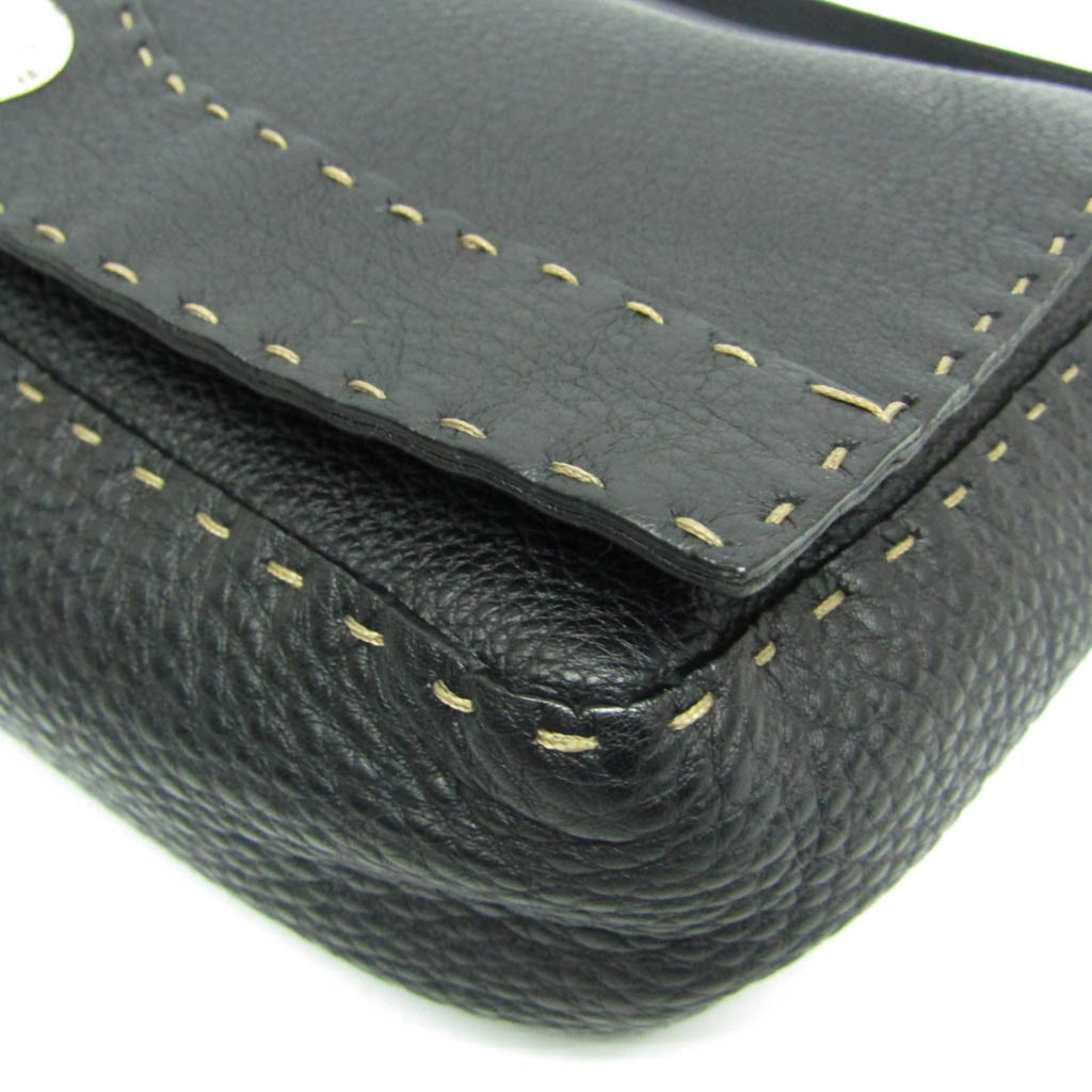 Fendi Selleria Black Leather Messenger Bag Shoulder Bag