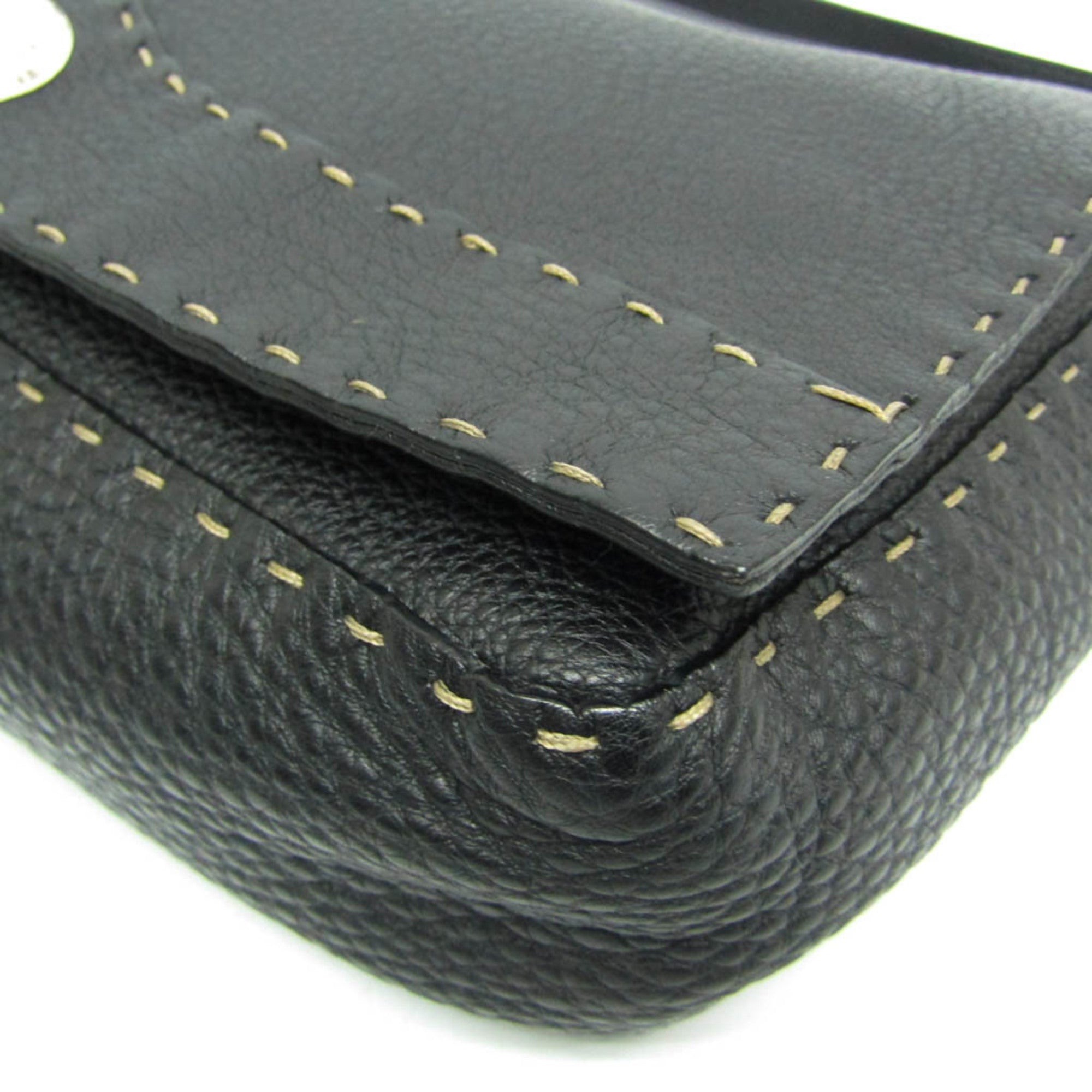 Fendi Selleria Black Leather Messenger Bag Shoulder Bag