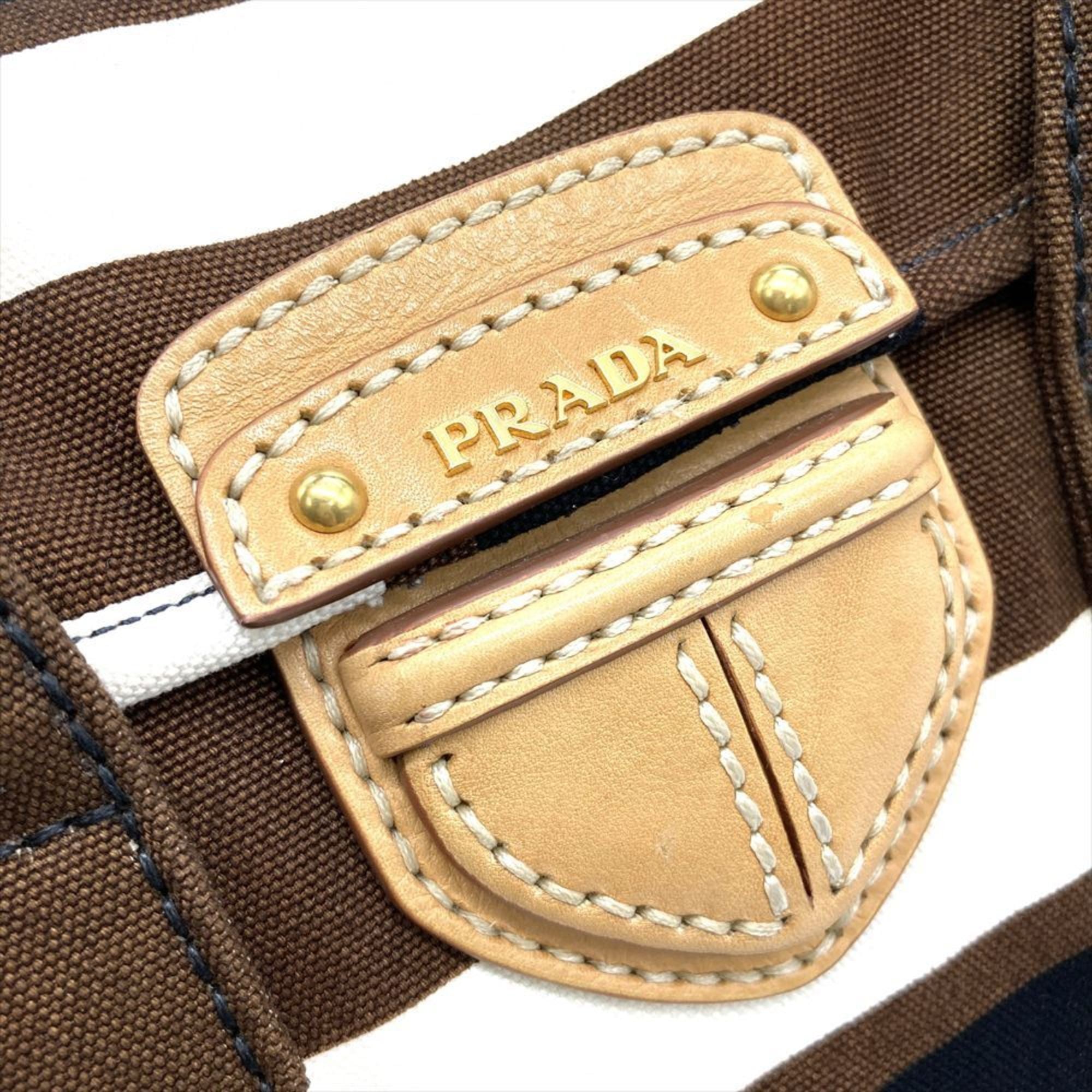 Prada Brown Multi-Color Canvas Handbag