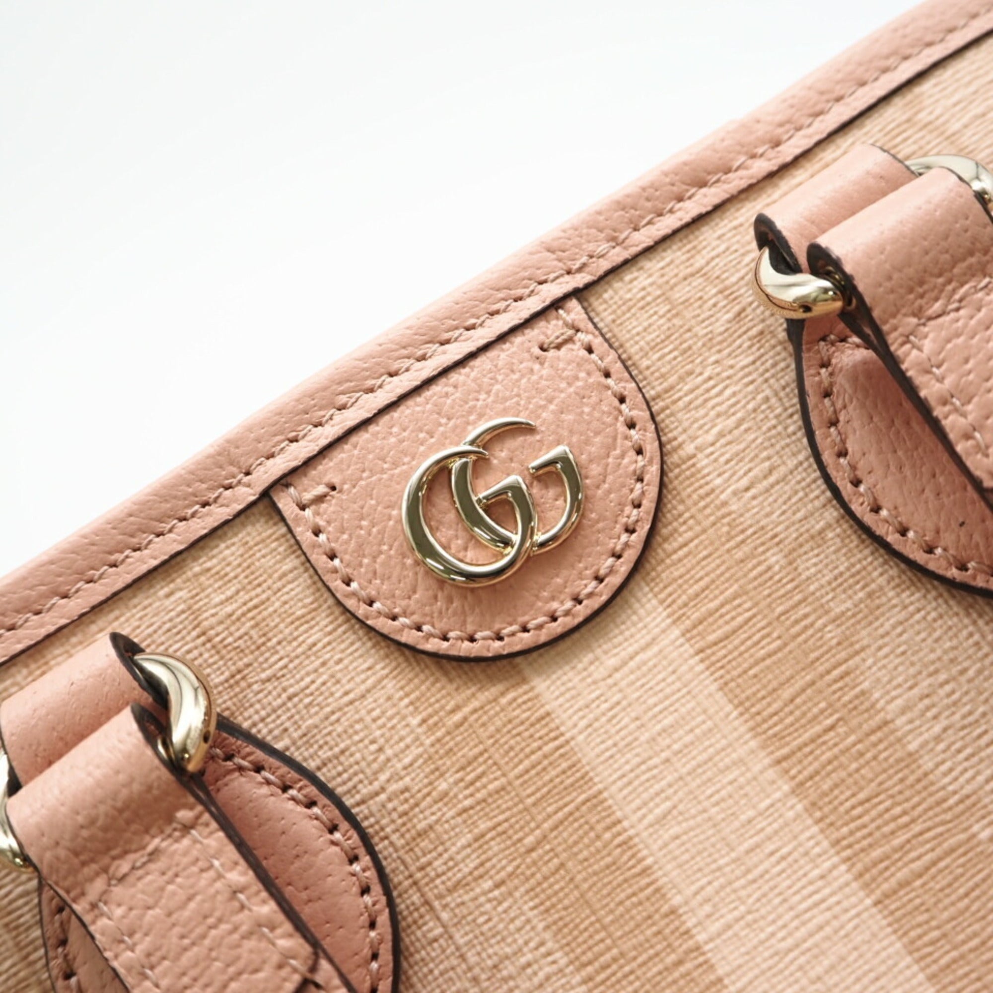Gucci Pink Beige Coated Canvas Tote Bag (Pre-Owned)