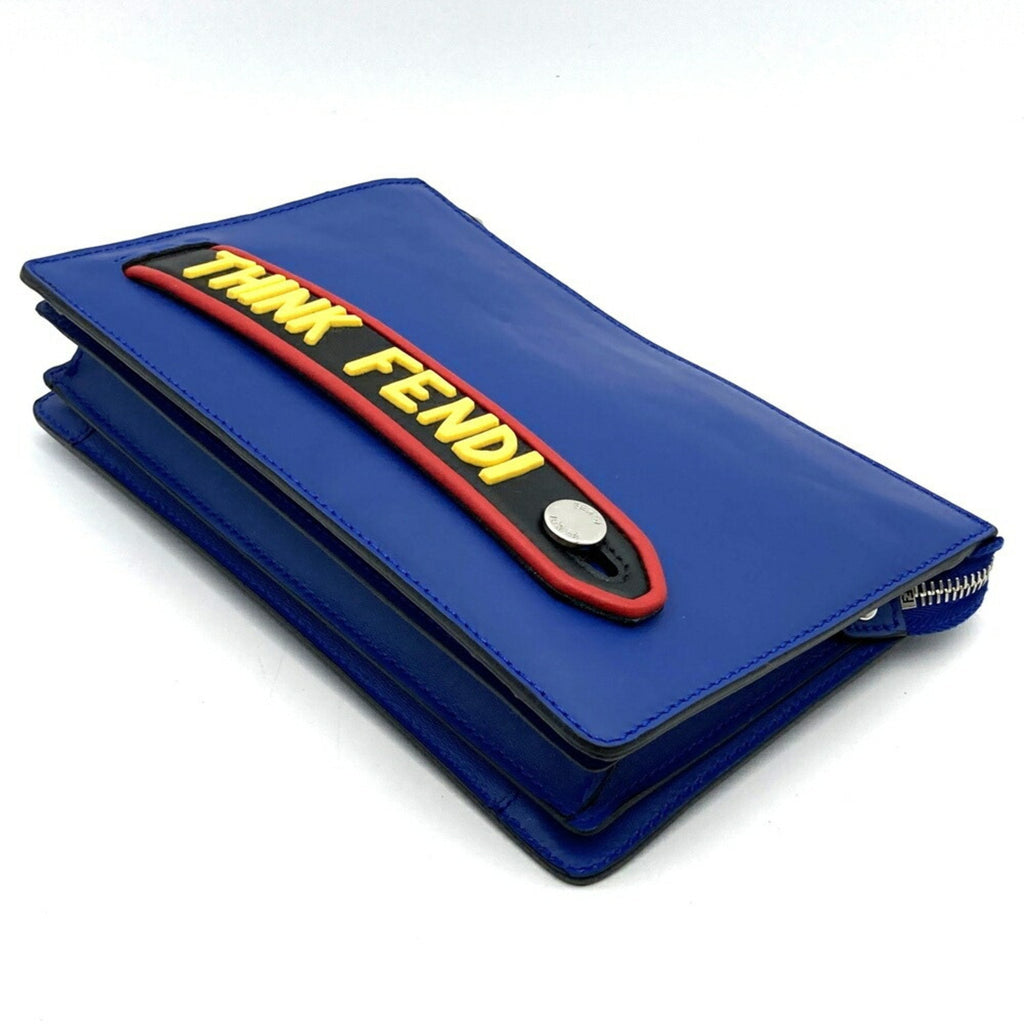 Fendi Blue Leather Clutch Bag Pouch