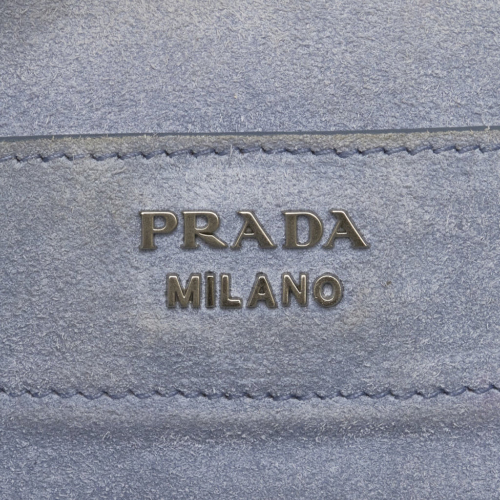 Prada Blue Light Blue Gray Leather Shoulder Bag Tote Bag