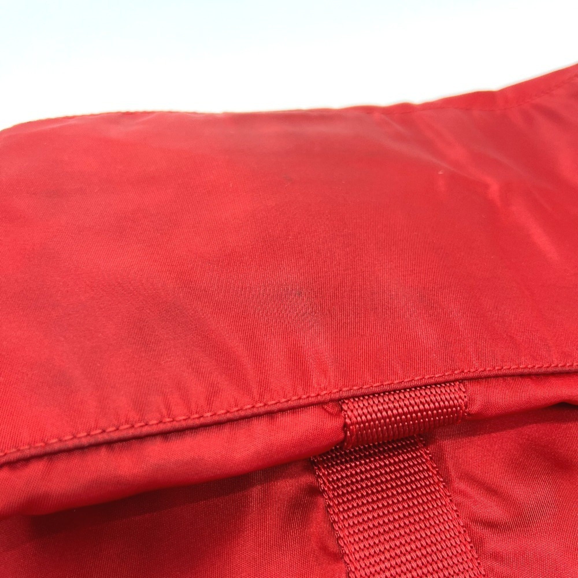 Prada Red Color Nylon Handbag Tote Bag
