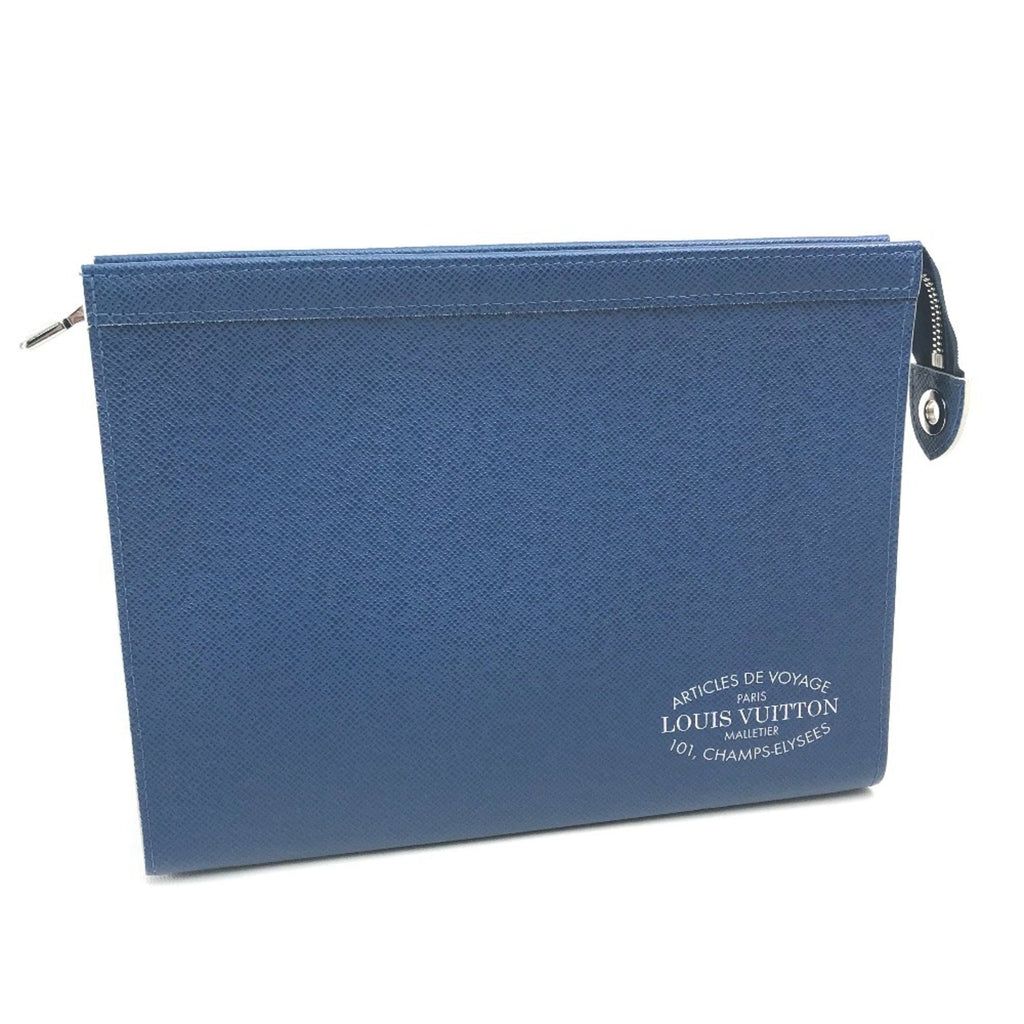 Louis Vuitton Blue Cobalt Taiga Leather Clutch Bag Pochette Pouch