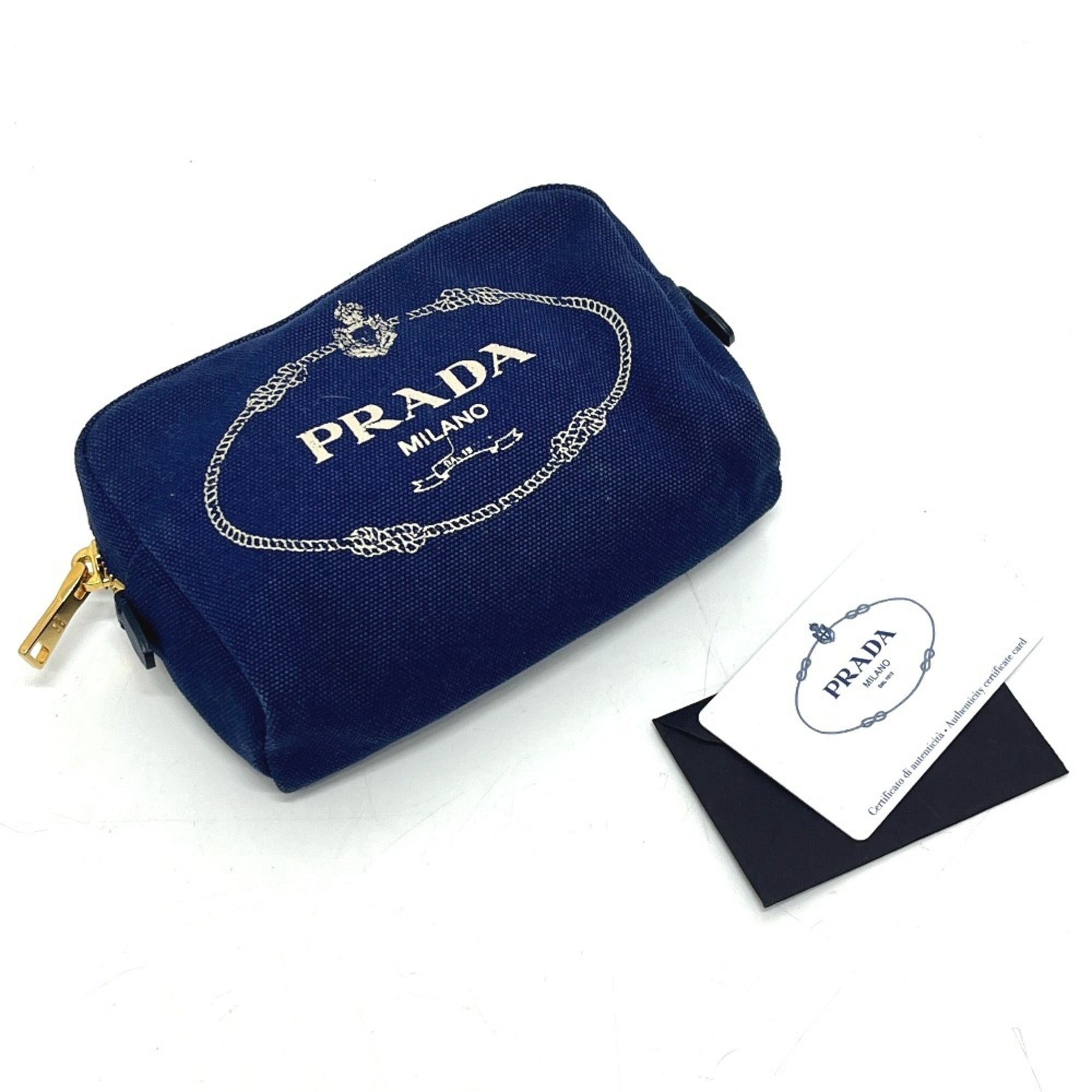 Prada Blue Canvas Pouch
