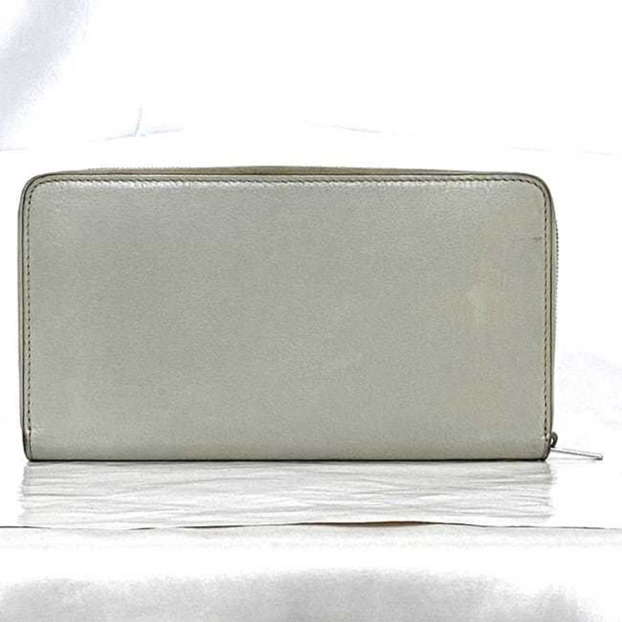 Celine Gray Leather Long Wallet (Bi-Fold)