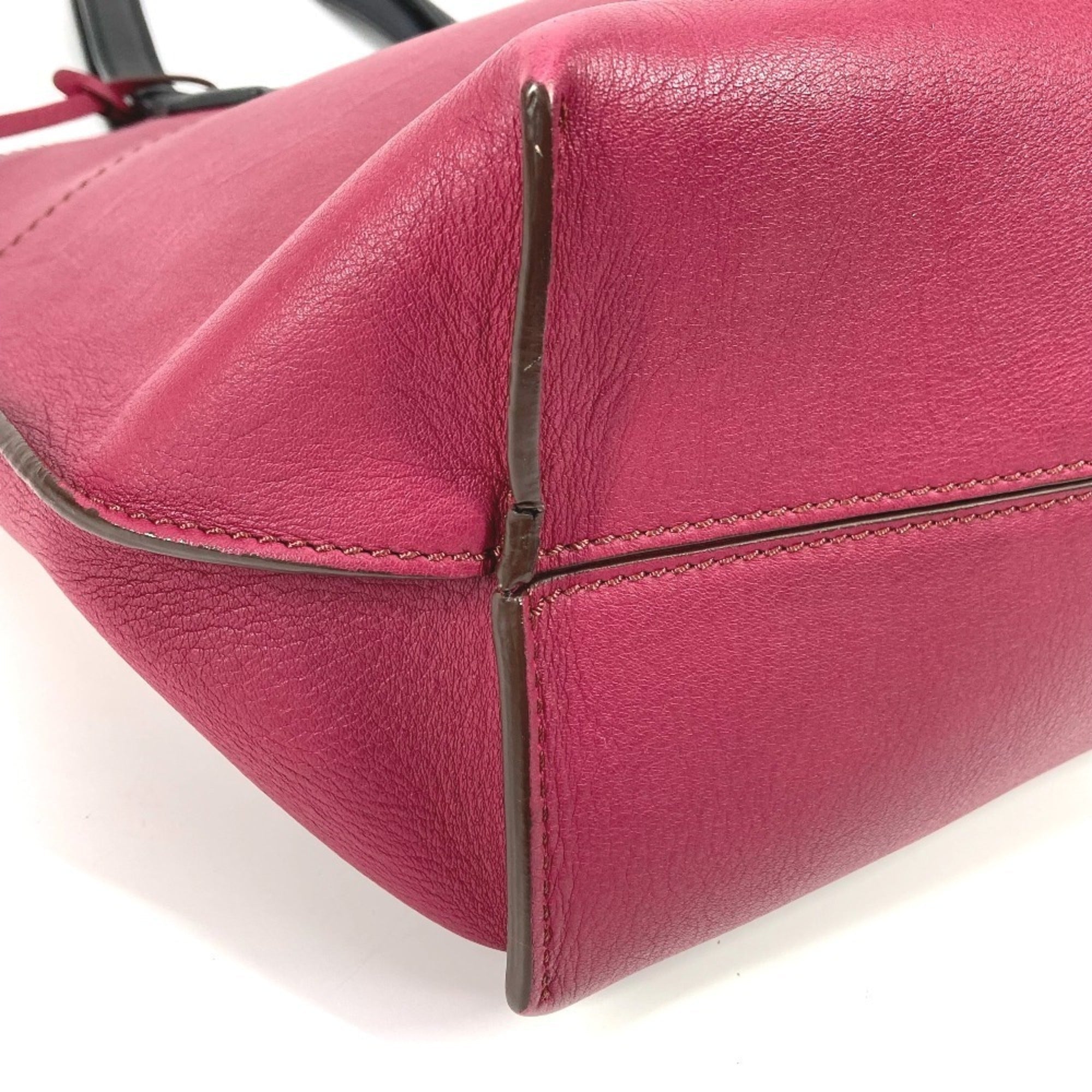 Fendi Black Purple Leather Shoulder Bag Tote Bag