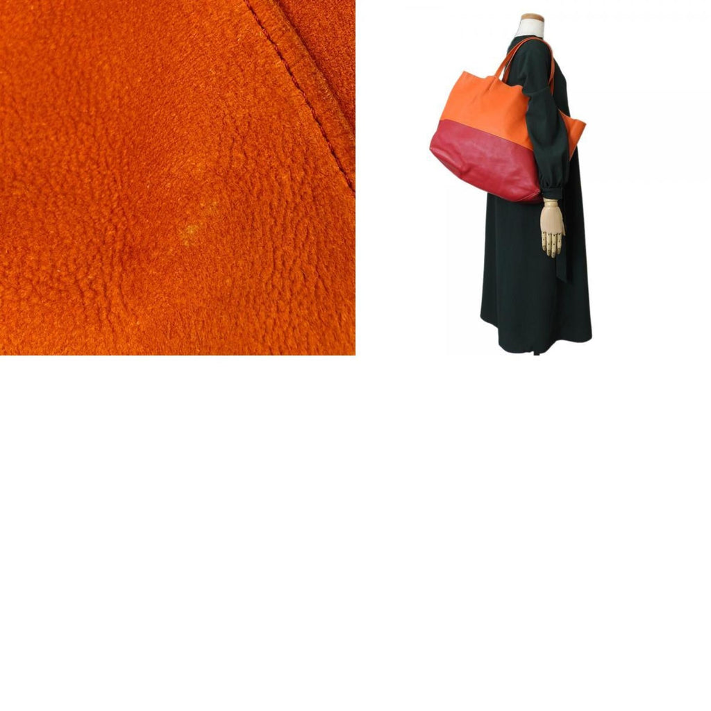 Celine Orange Red Leather Tote Bag