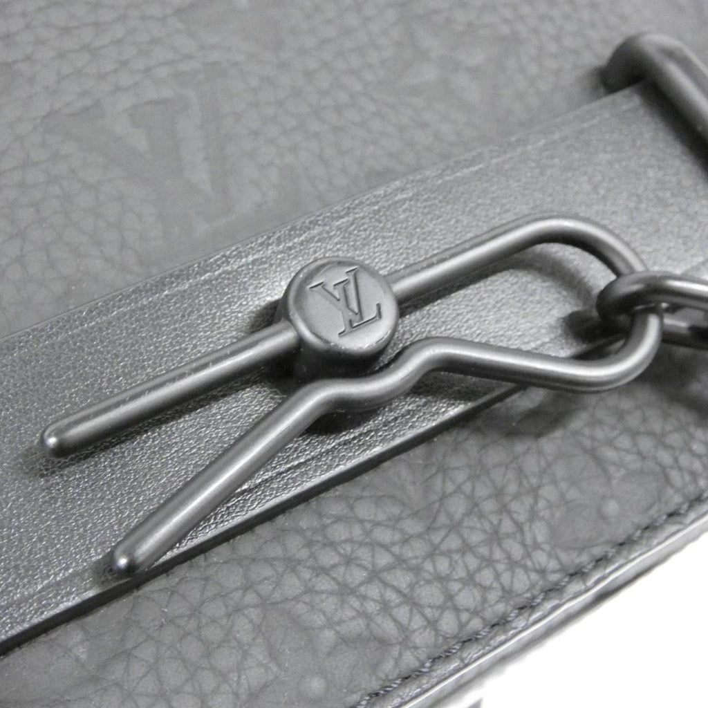 Louis Vuitton Black Leather Messenger Bag Shoulder Bag