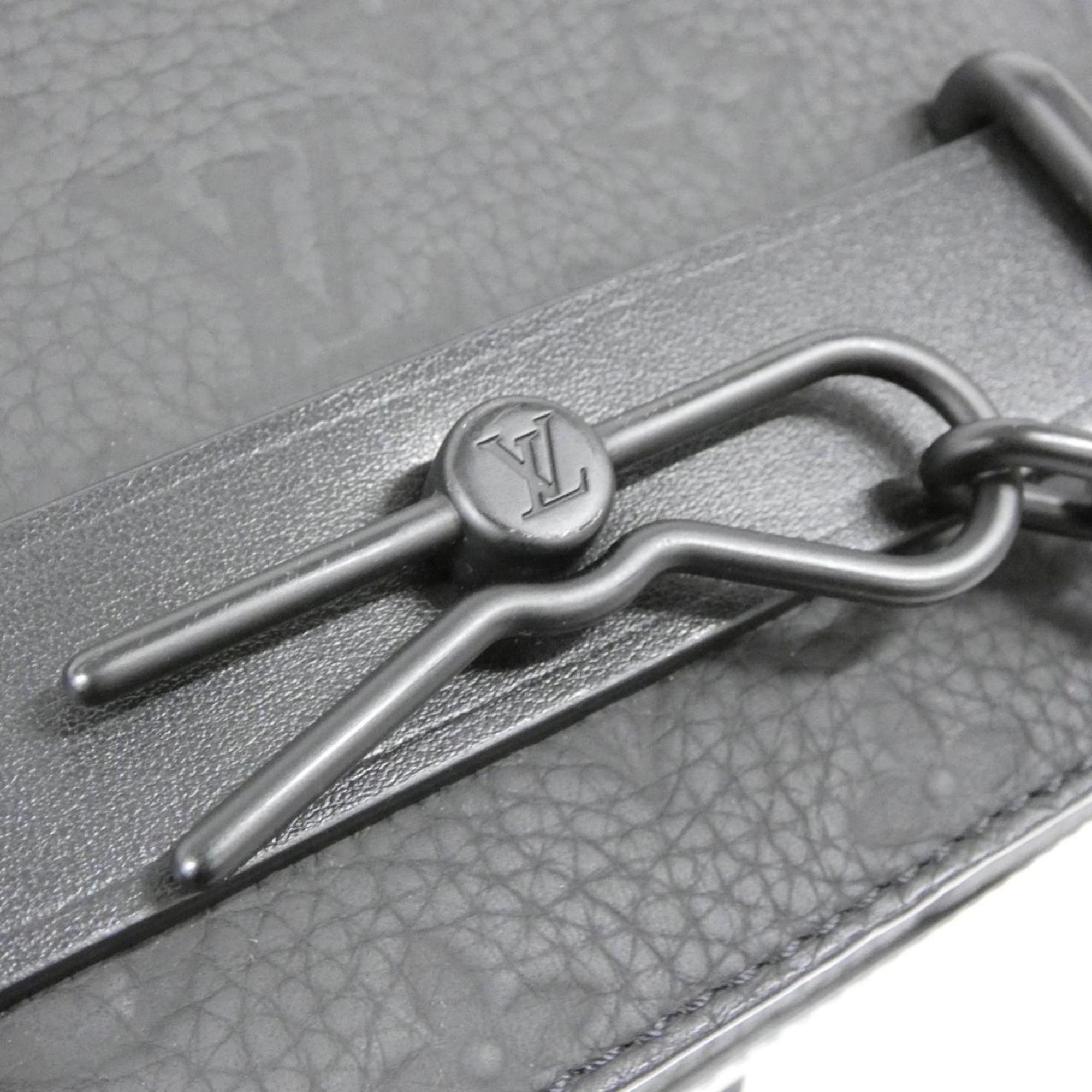 Louis Vuitton Black Leather Messenger Bag Shoulder Bag