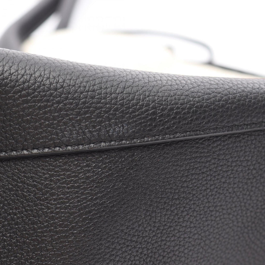 Bottega Veneta Black Ivory Leather Canvas Pouch Tote Bag