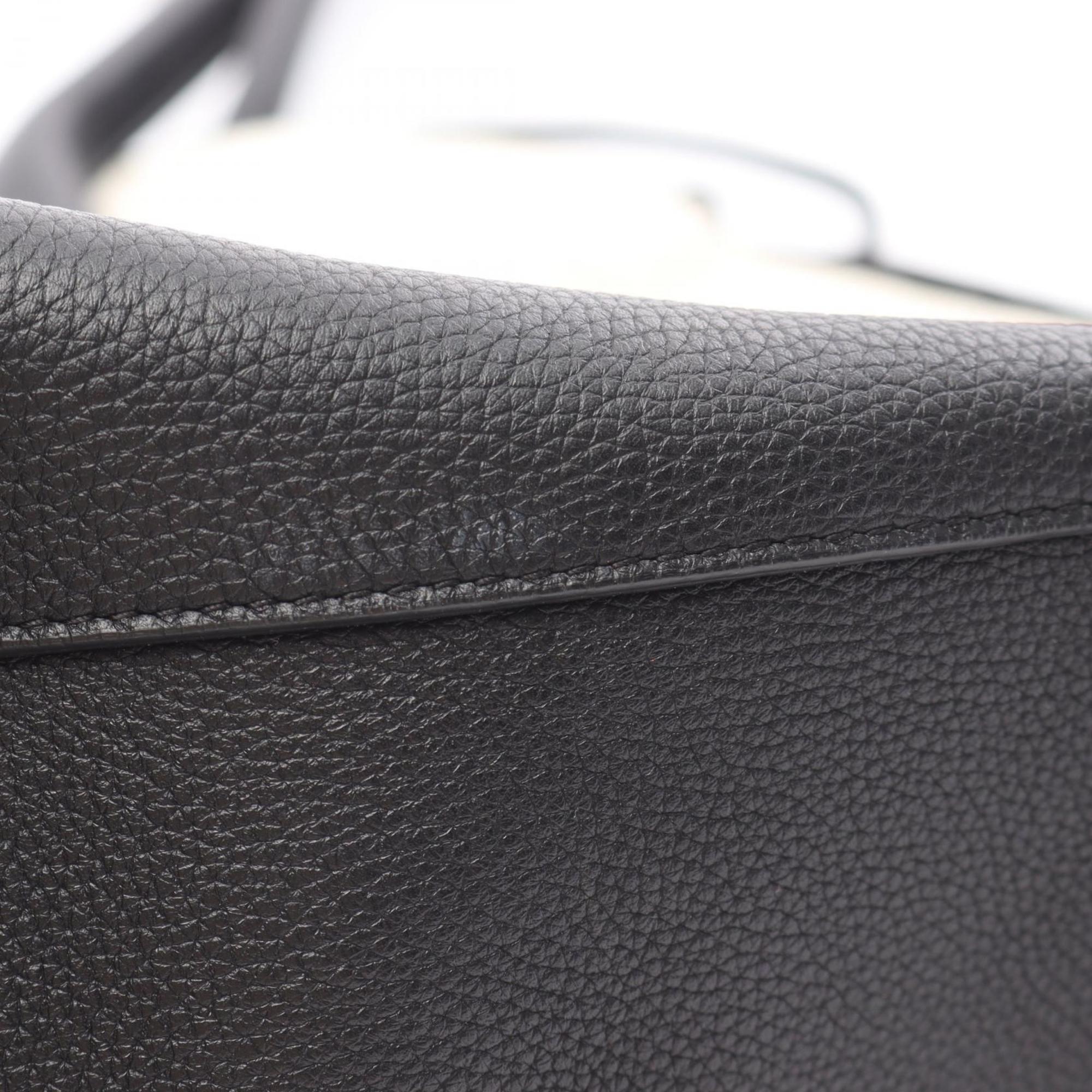 Bottega Veneta Black Ivory Leather Canvas Pouch Tote Bag