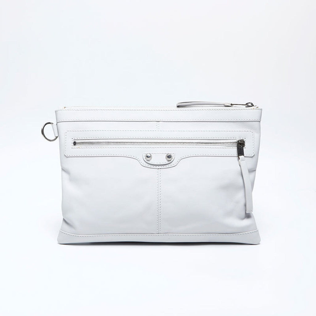 Balenciaga White Leather Clutch