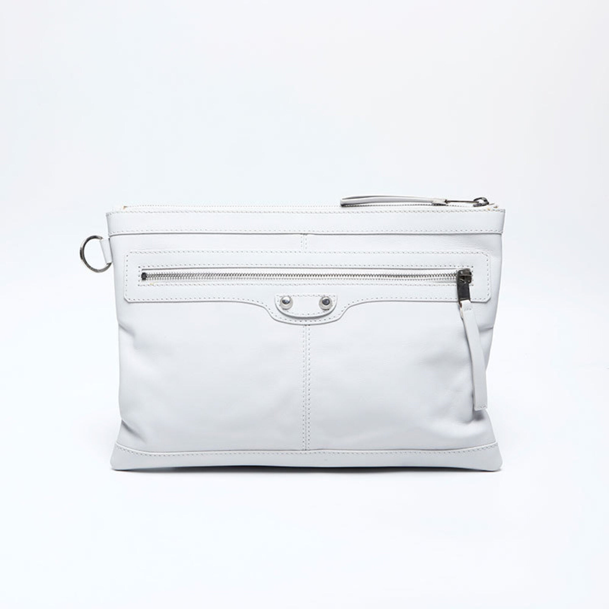 Balenciaga White Leather Clutch