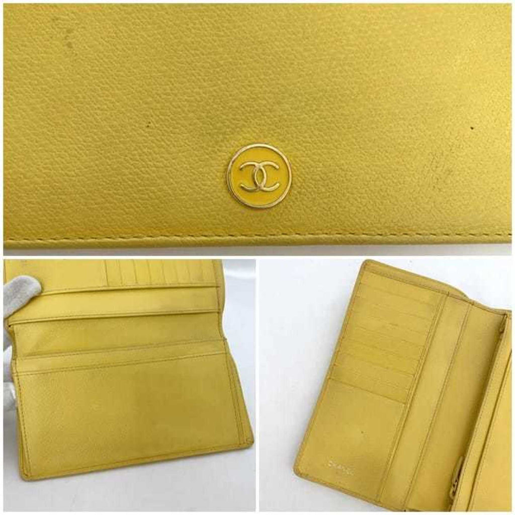 Chanel Yellow Leather Long Wallet (Bi-Fold)