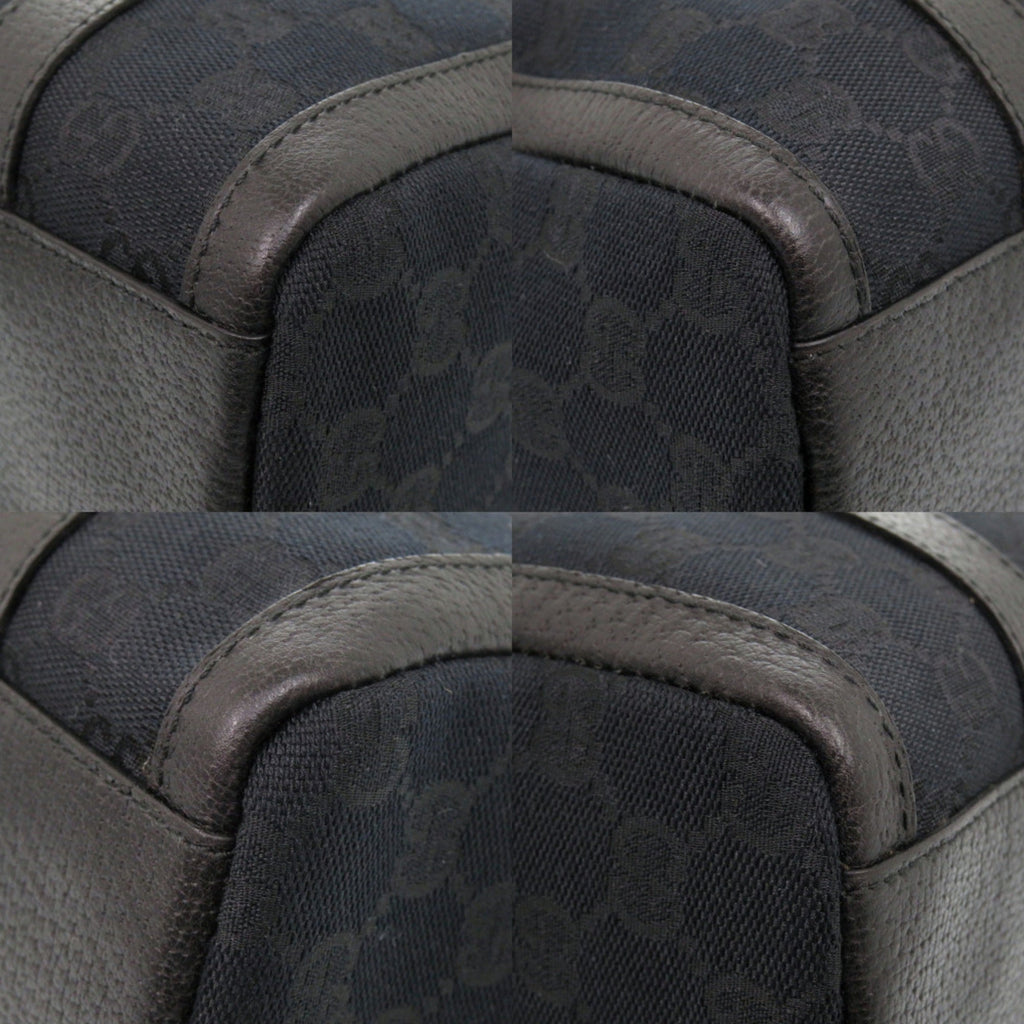 Gucci Black Gg Canvas Leather Handbag (Pre-Owned)
