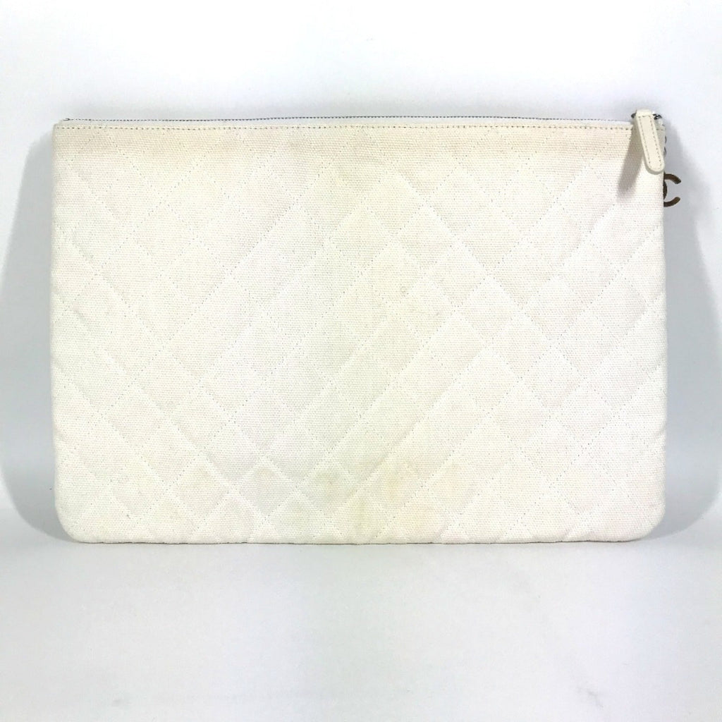 Chanel Blue Pink White Canvas Clutch Bag Pouch