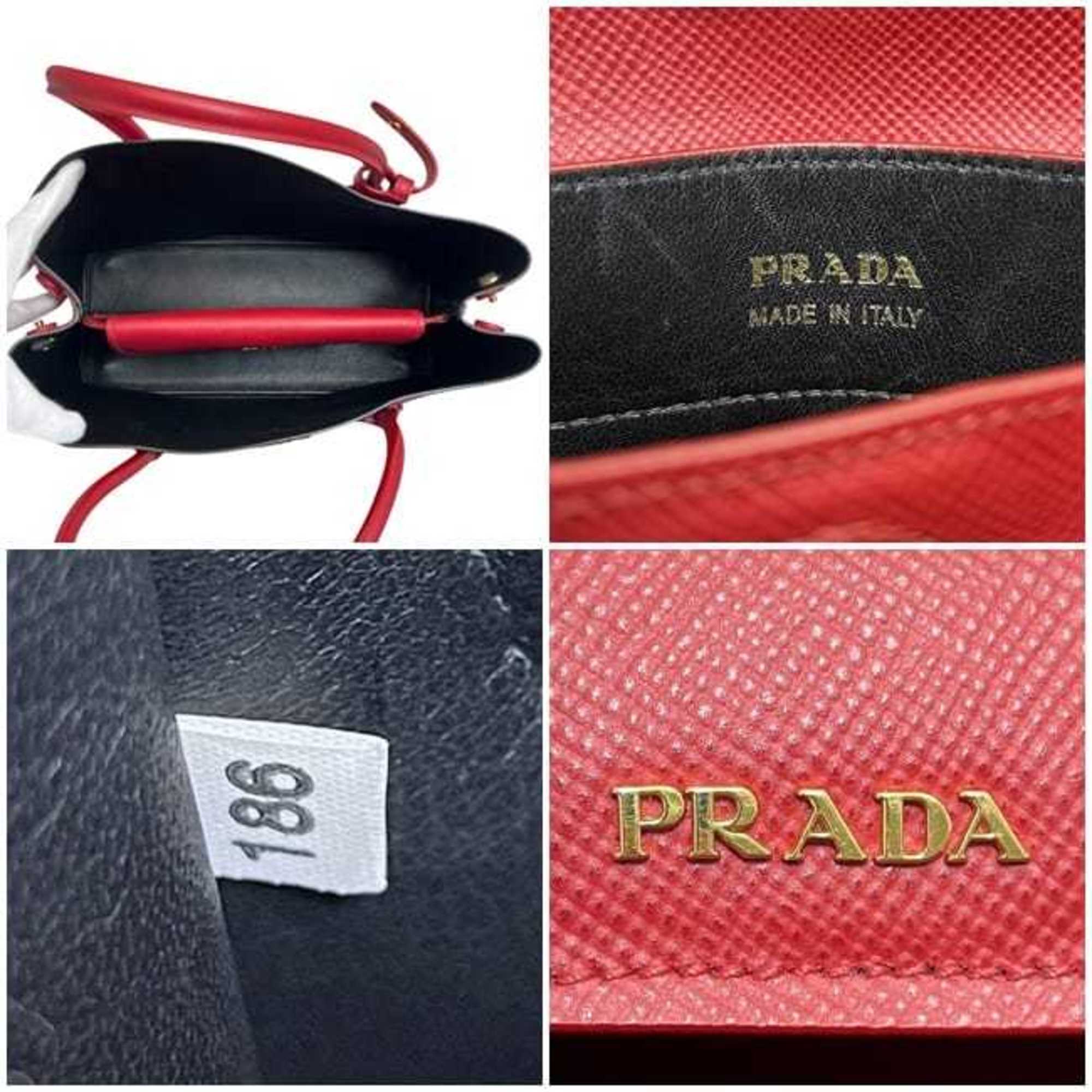 Prada Fuoco Red Color Saffiano Triangle Tote Bag