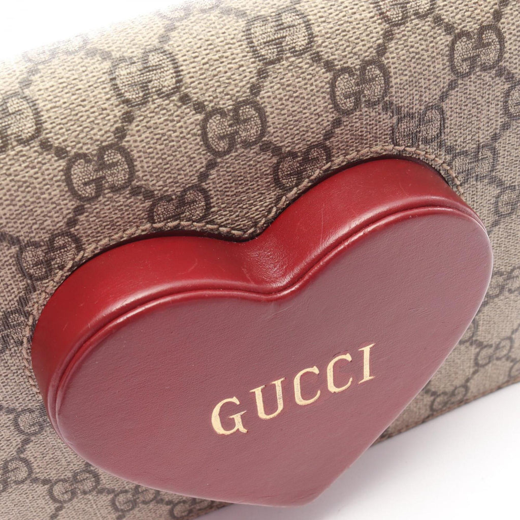 Gucci Beige Brown Red Color Gg Supreme Shoulder Bag (Pre-Owned)