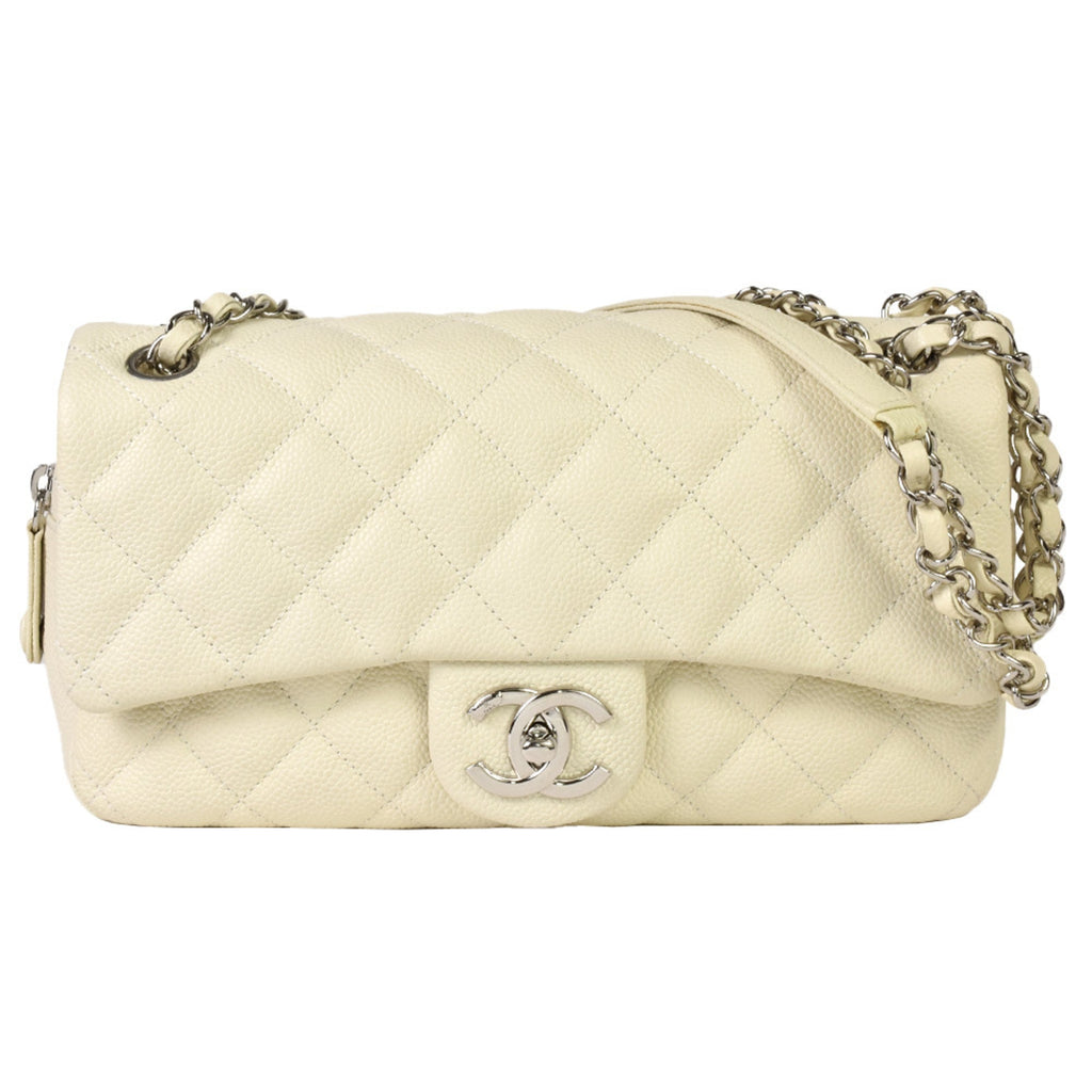 Chanel Off-White Grained Calfskin Shoulder Bag