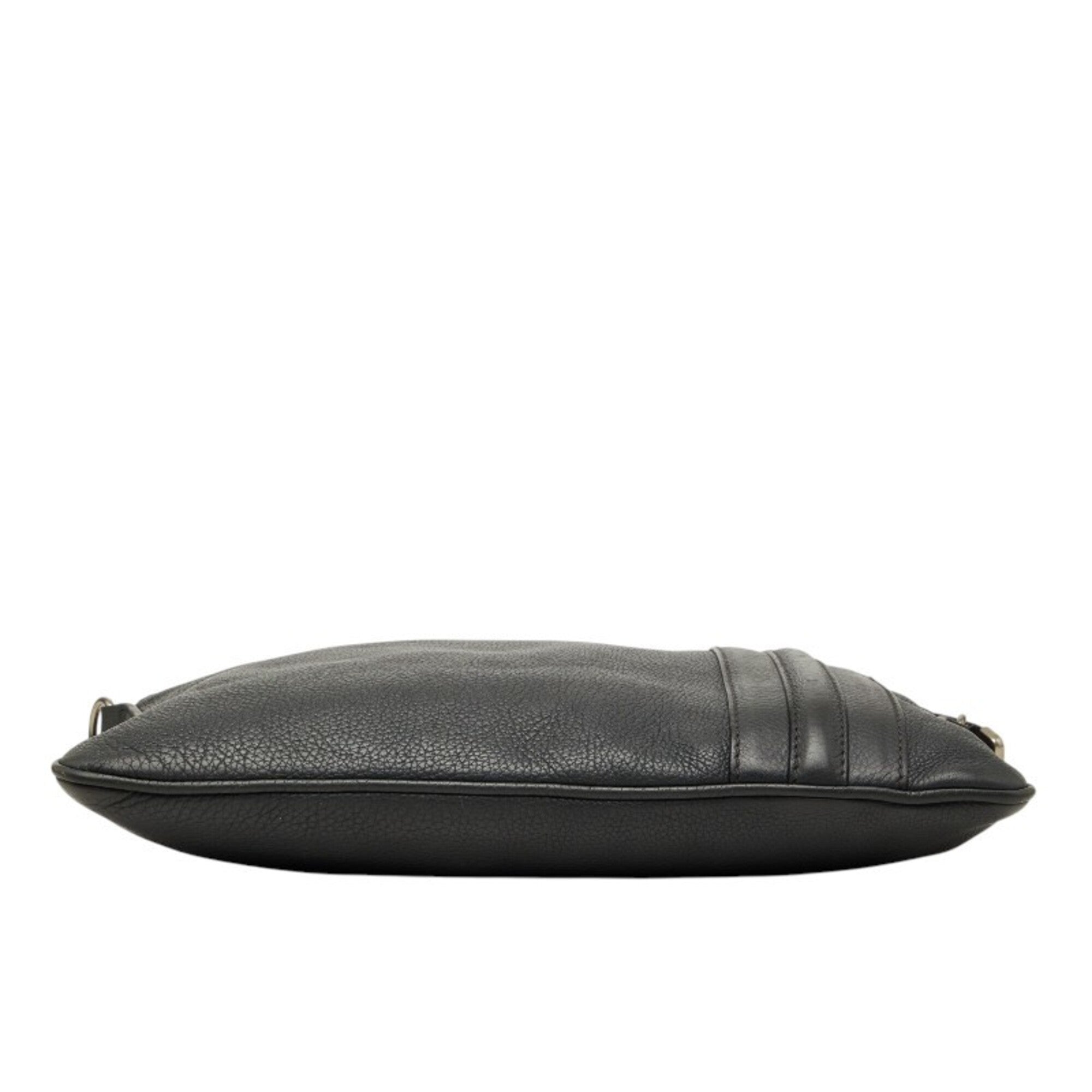 Gucci Black Gray Leather Shoulder Bag (Pre-Owned)