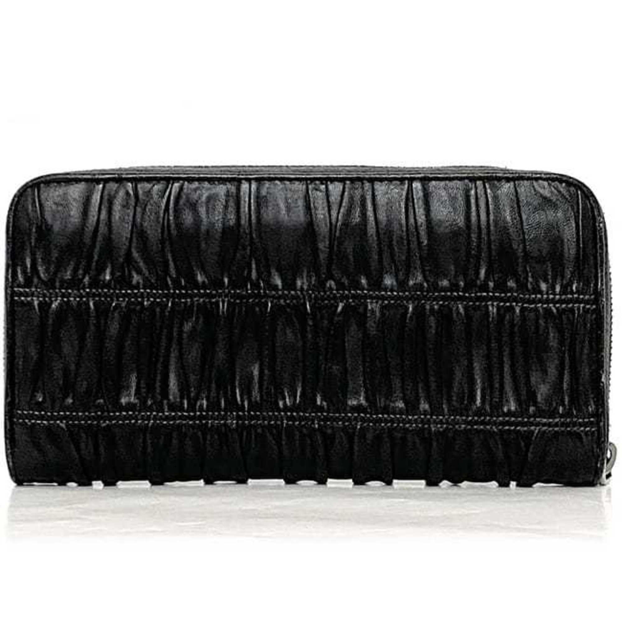 Prada Black Leather Long Wallet (Bi-Fold)