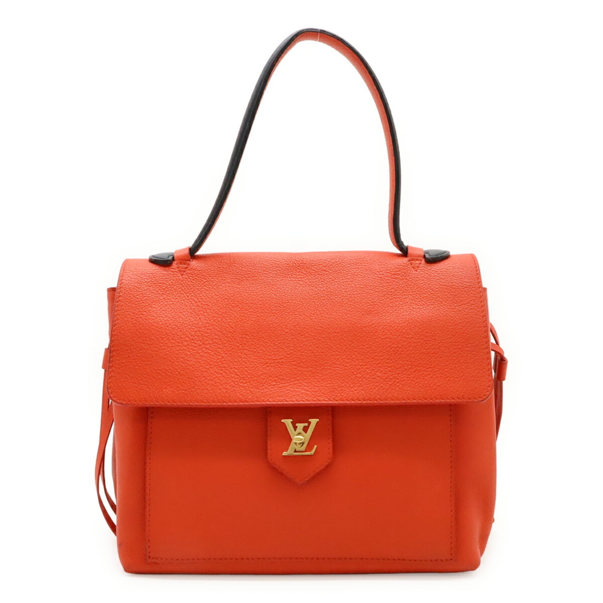 Louis Vuitton Orange Red Leather Handbag