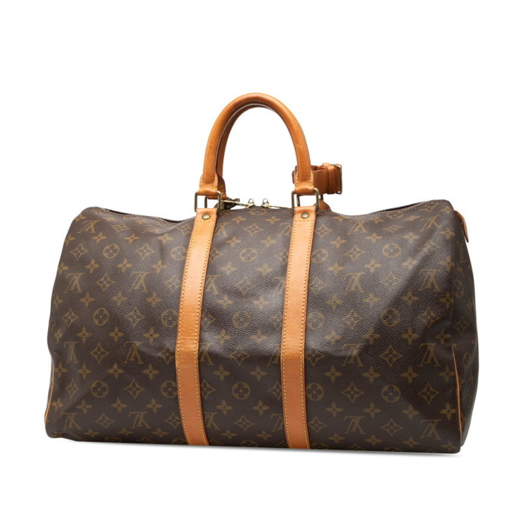 Louis Vuitton Brown Pvc Leather Boston Bag Handbag
