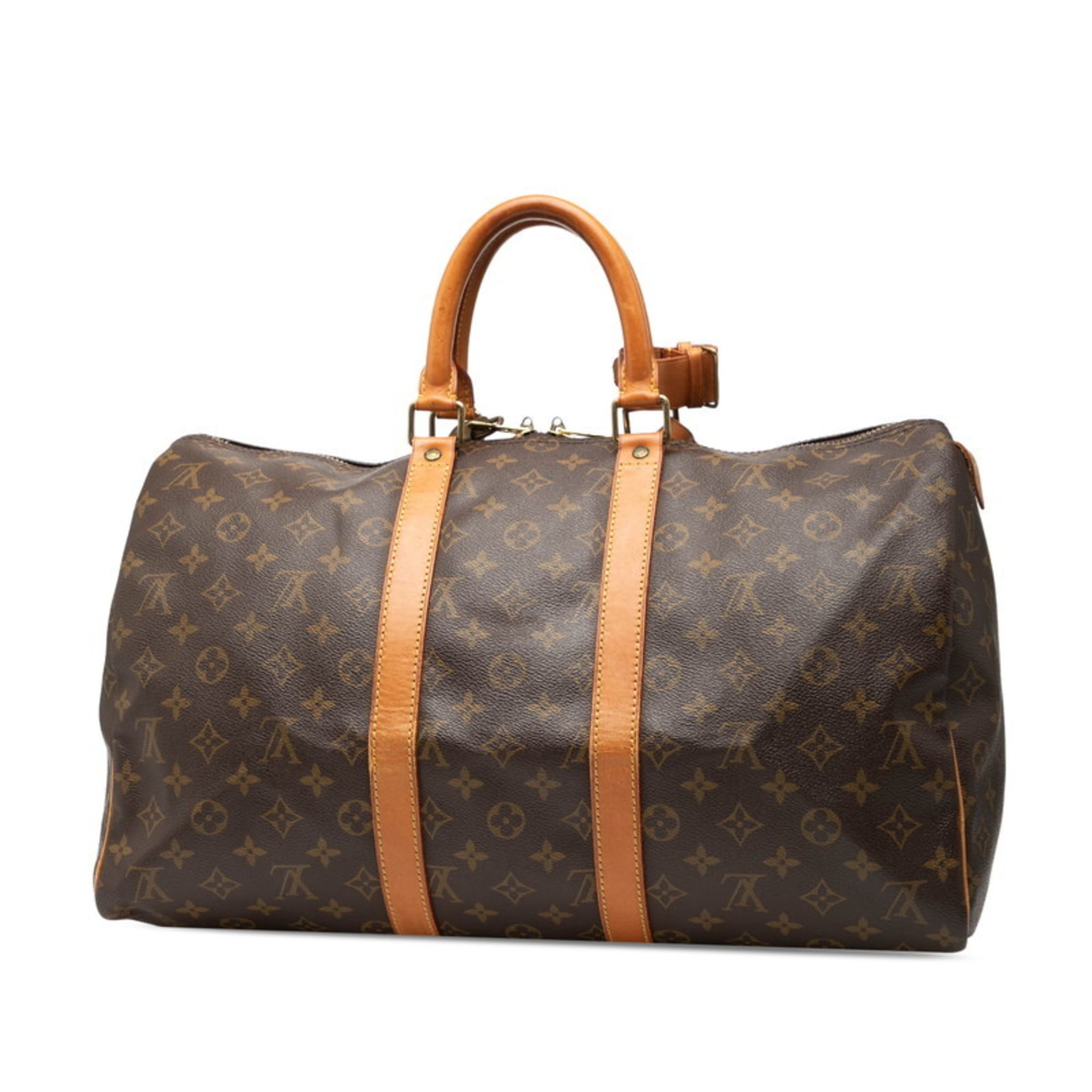 Louis Vuitton Brown Pvc Leather Boston Bag Handbag