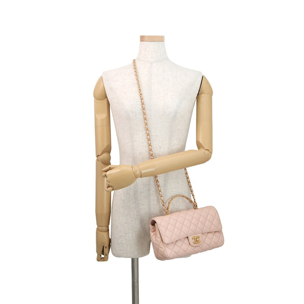 Chanel Light Pink Leather Handbag Shoulder Bag