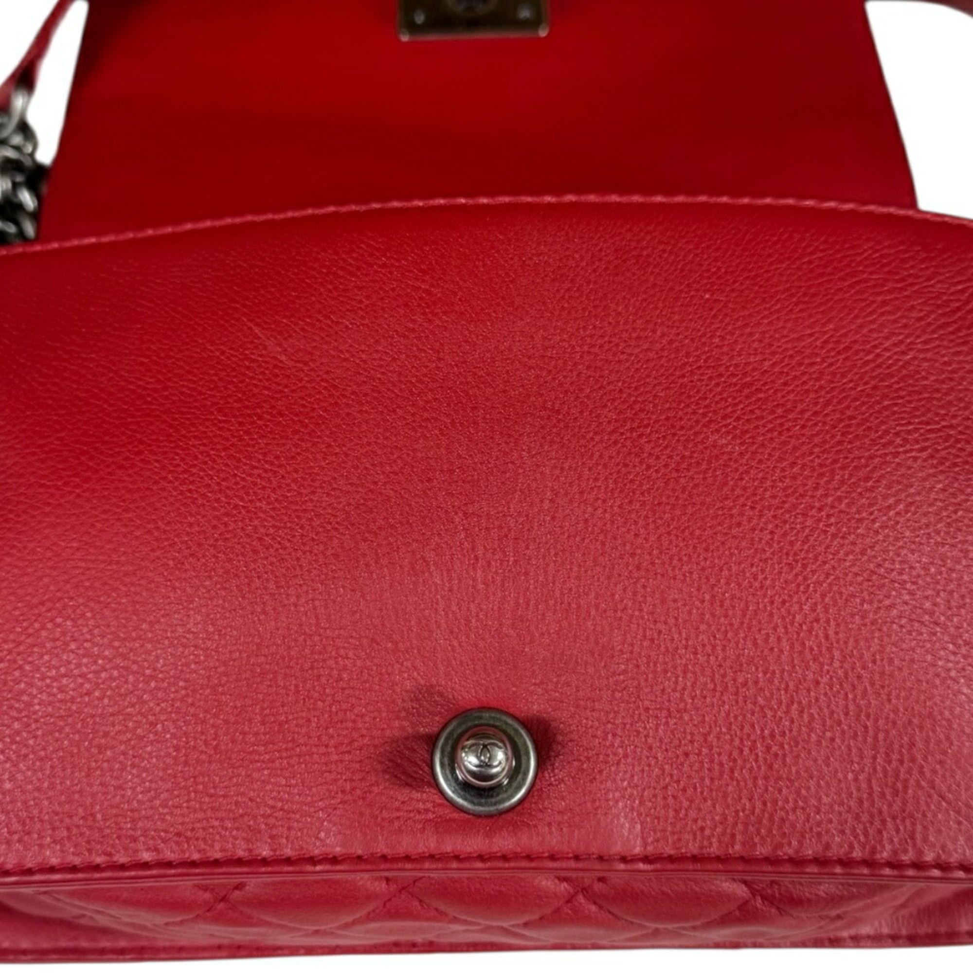 Chanel Boy Chanel Red Color Leather Shoulder Bag