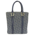 Christian Dior Trotter Navy Trotter Leather Canvas Handbag Tote Bag (Pre-Owned)