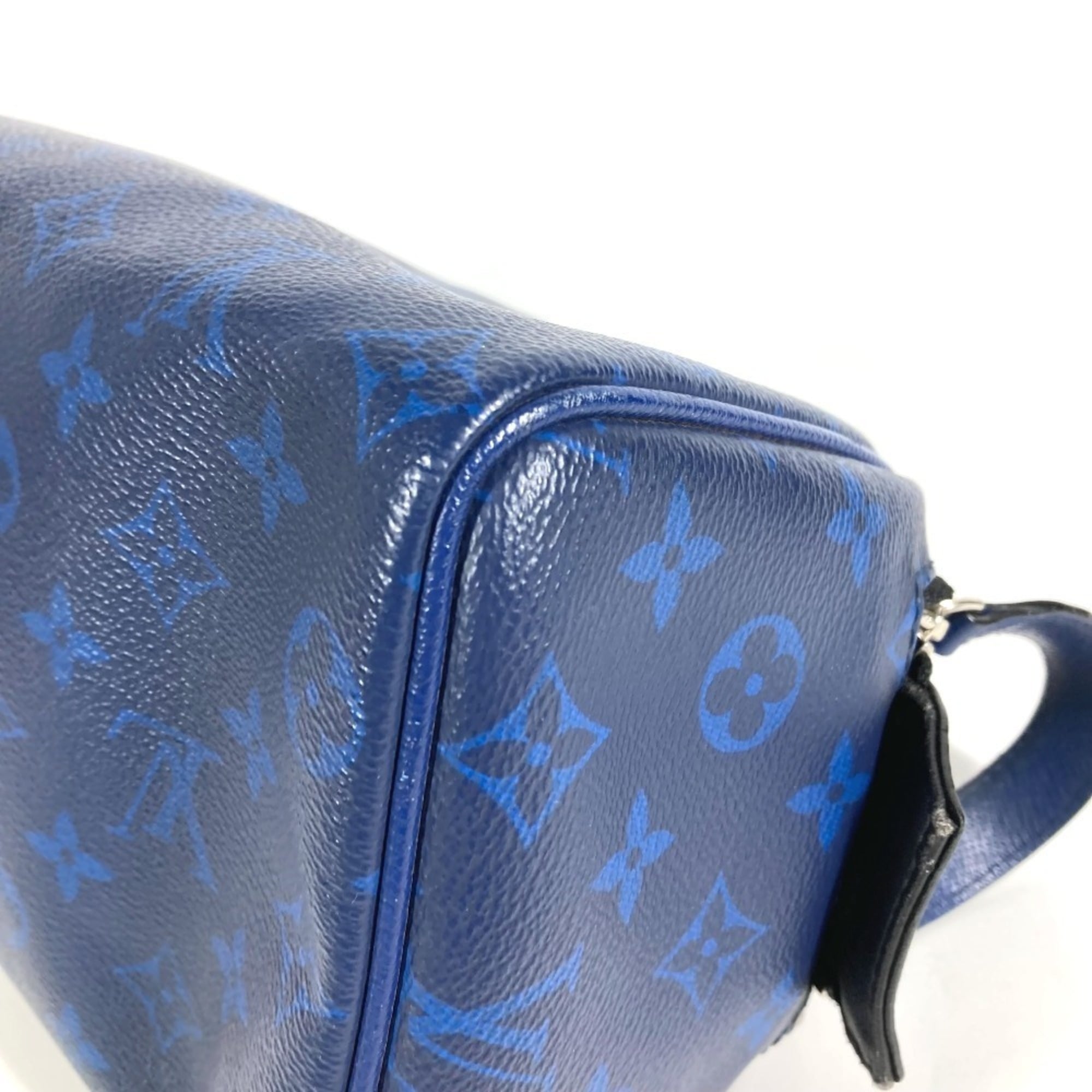 Louis Vuitton Blue Taiga Leather Monogram Canvas Leather Clutch Bag Handbag Pouch