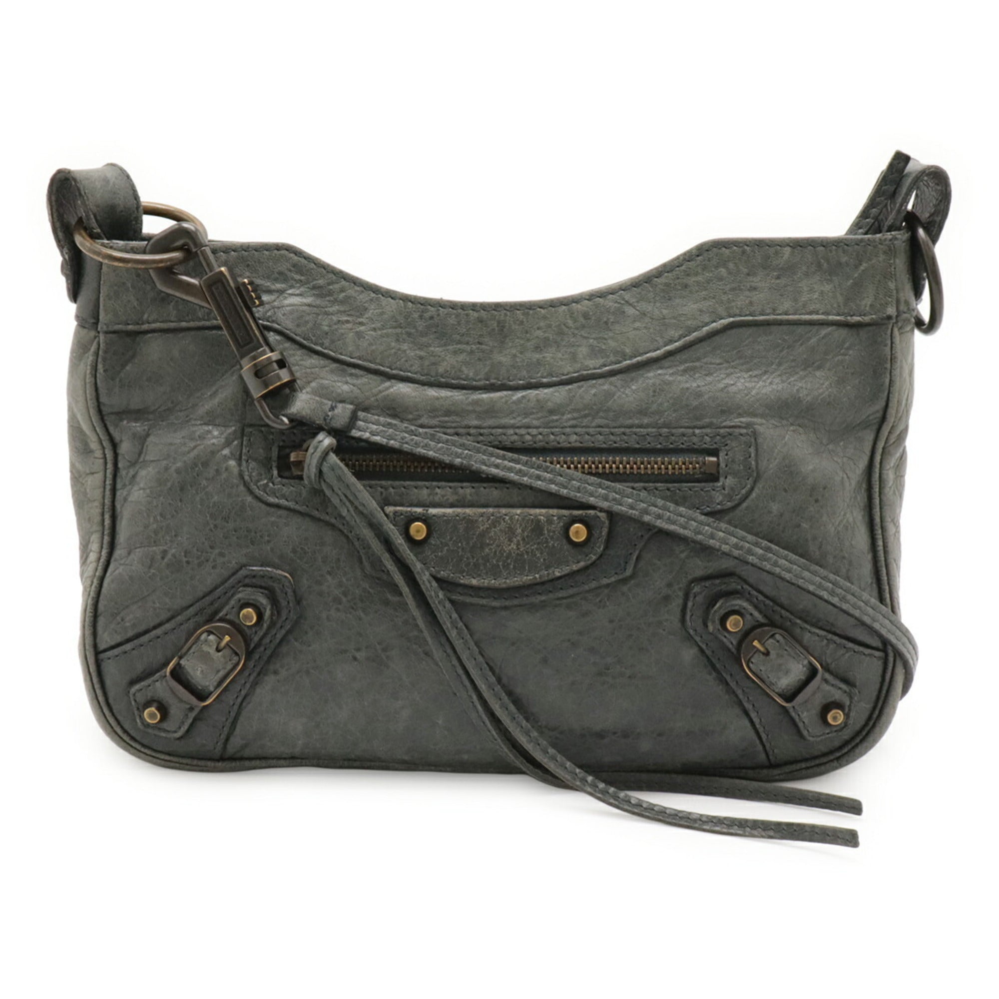 Balenciaga Green Leather Pochette Shoulder