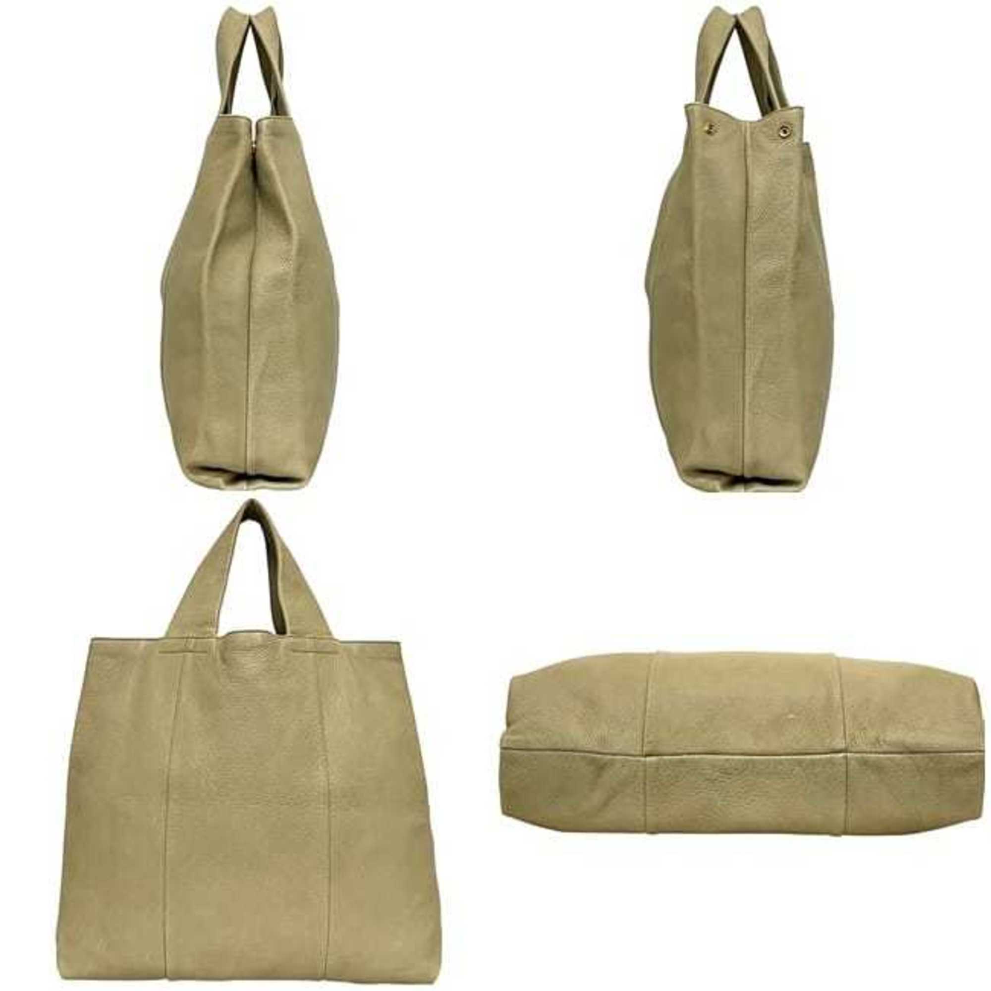 Prada Beige Leather Tote Bag