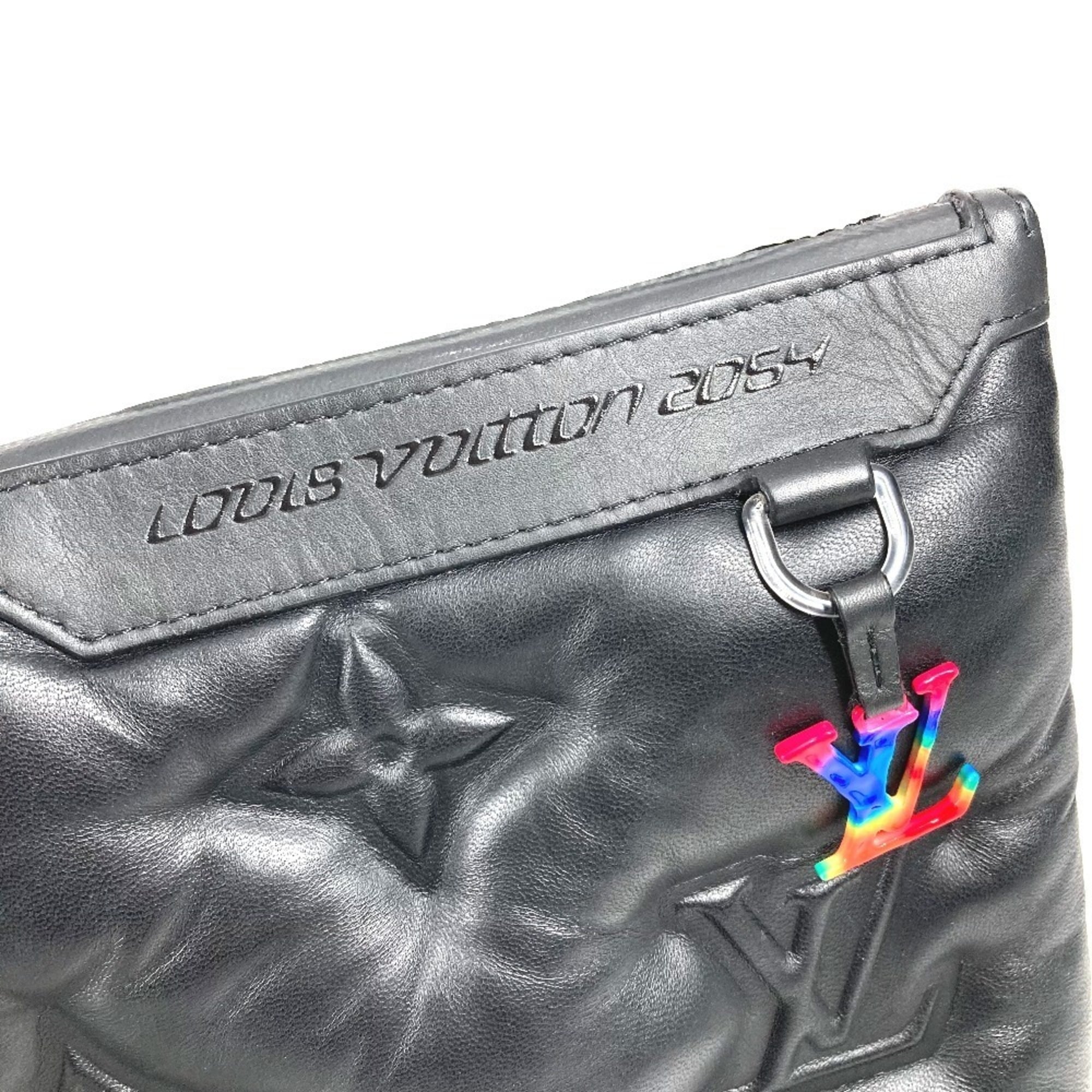 Louis Vuitton Black Noir Leather Clutch Bag Pochette Pouch