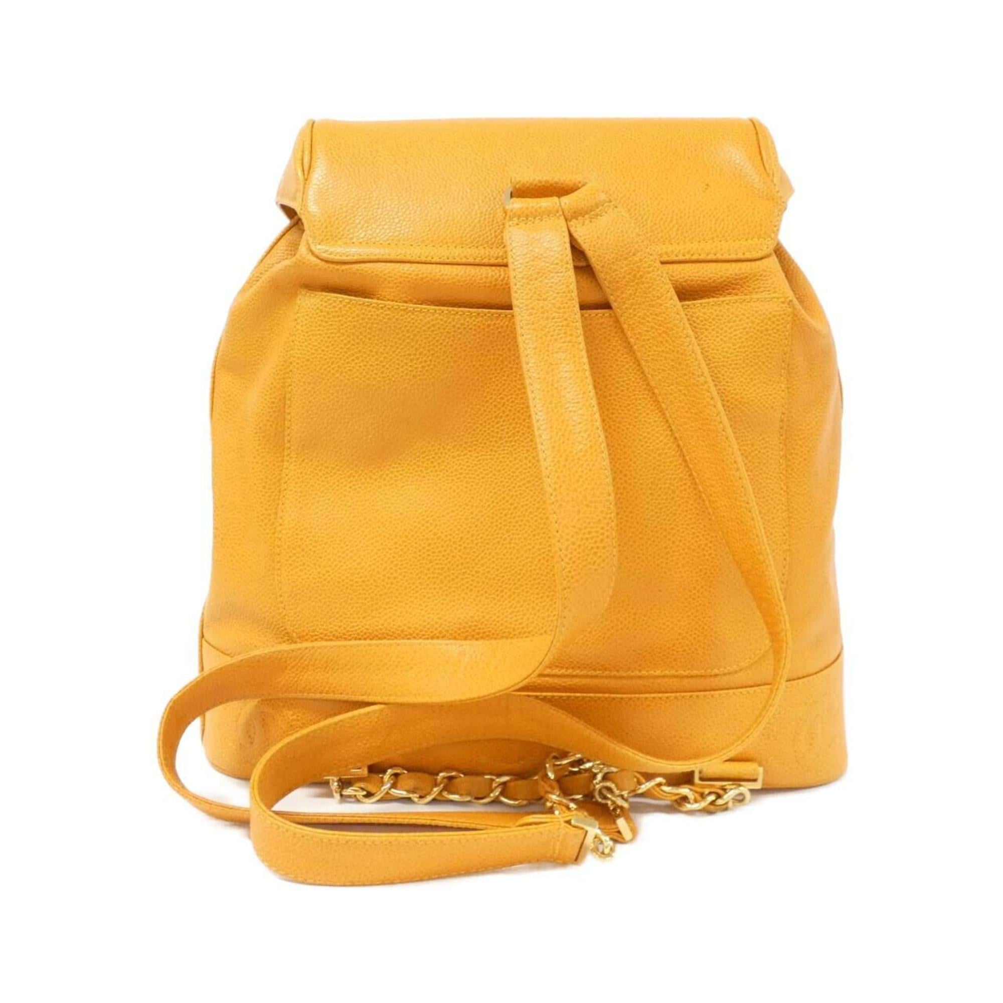 Chanel Orange Caviar Leather Backpack