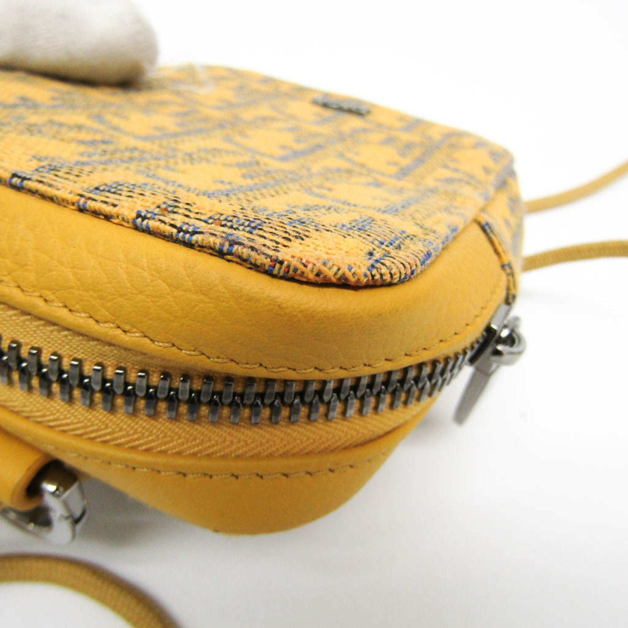 Christian Dior Yellow Leather Jacquard Pouch Shoulder Bag (Pre-Owned)