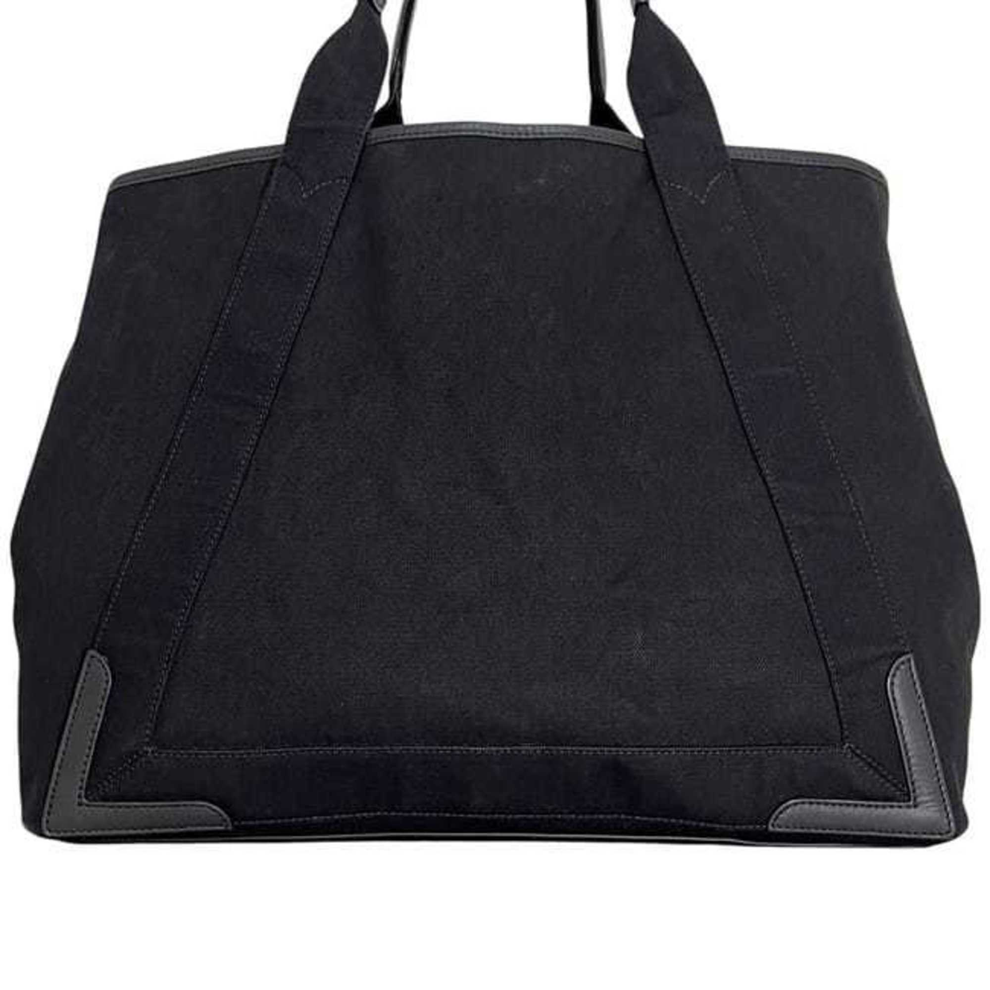Balenciaga Black Cotton Canvas Leather Tote
