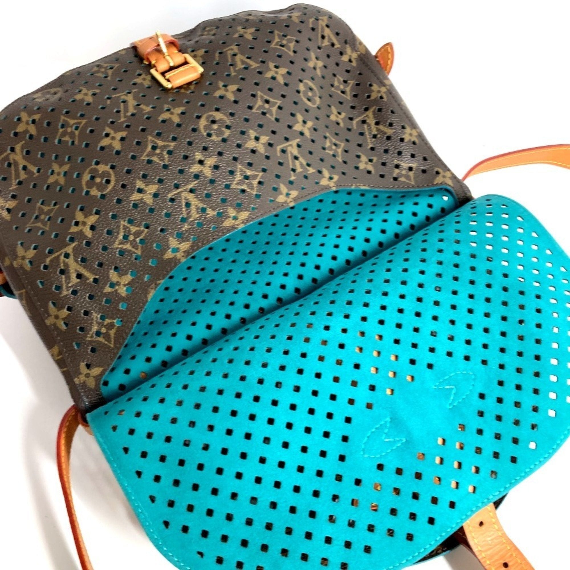 Louis Vuitton Blue Brown Monogram Monogram Perforated Shoulder Bag