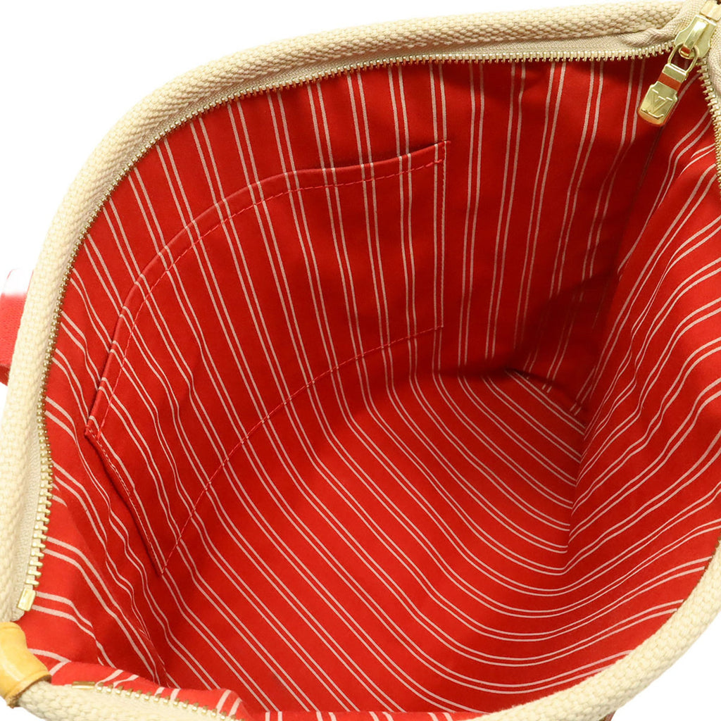 Louis Vuitton Beige Red Color Canvas Shoulder Bag Tote Bag