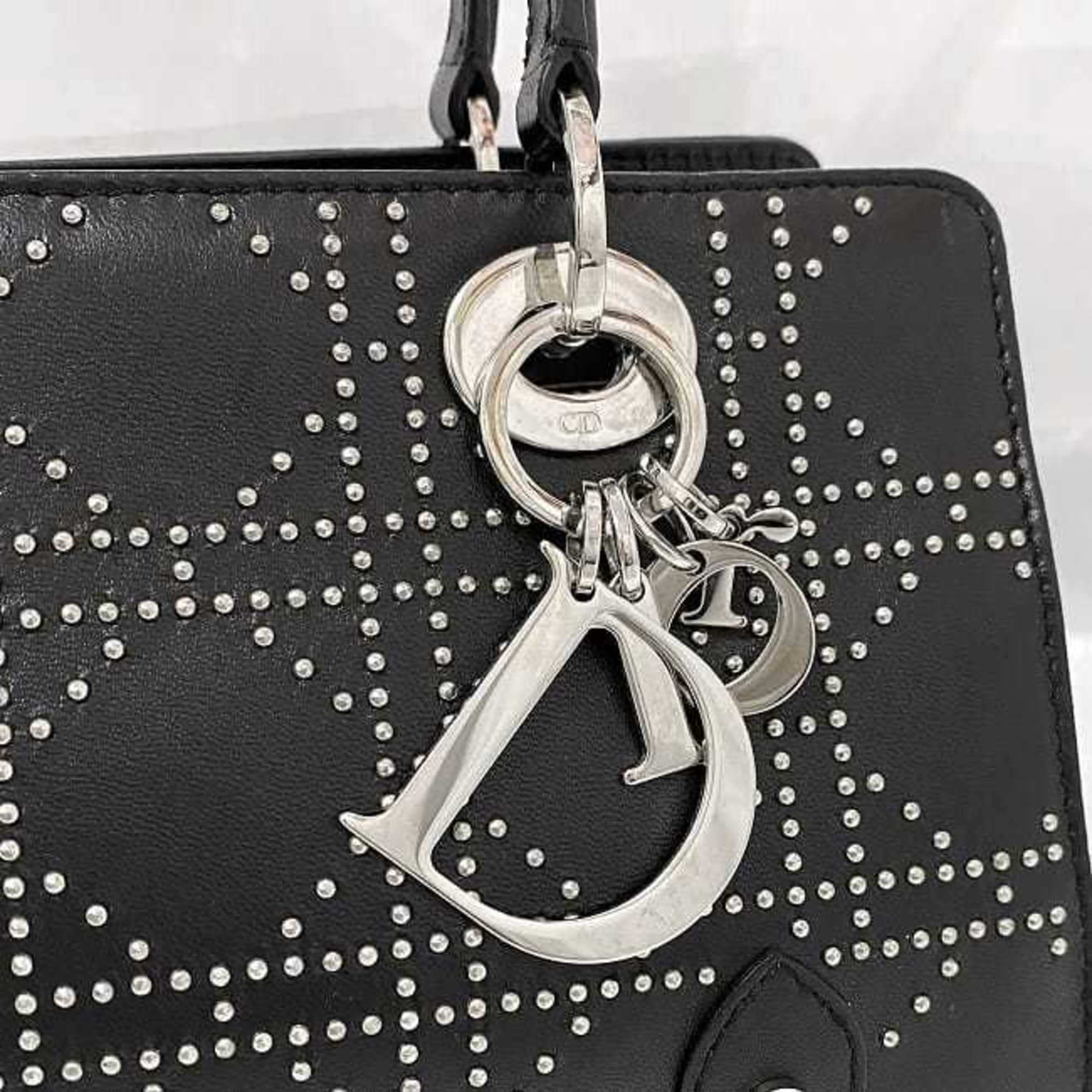 Christian Dior Black Leather Handbag Shoulder Bag (Pre-Owned)