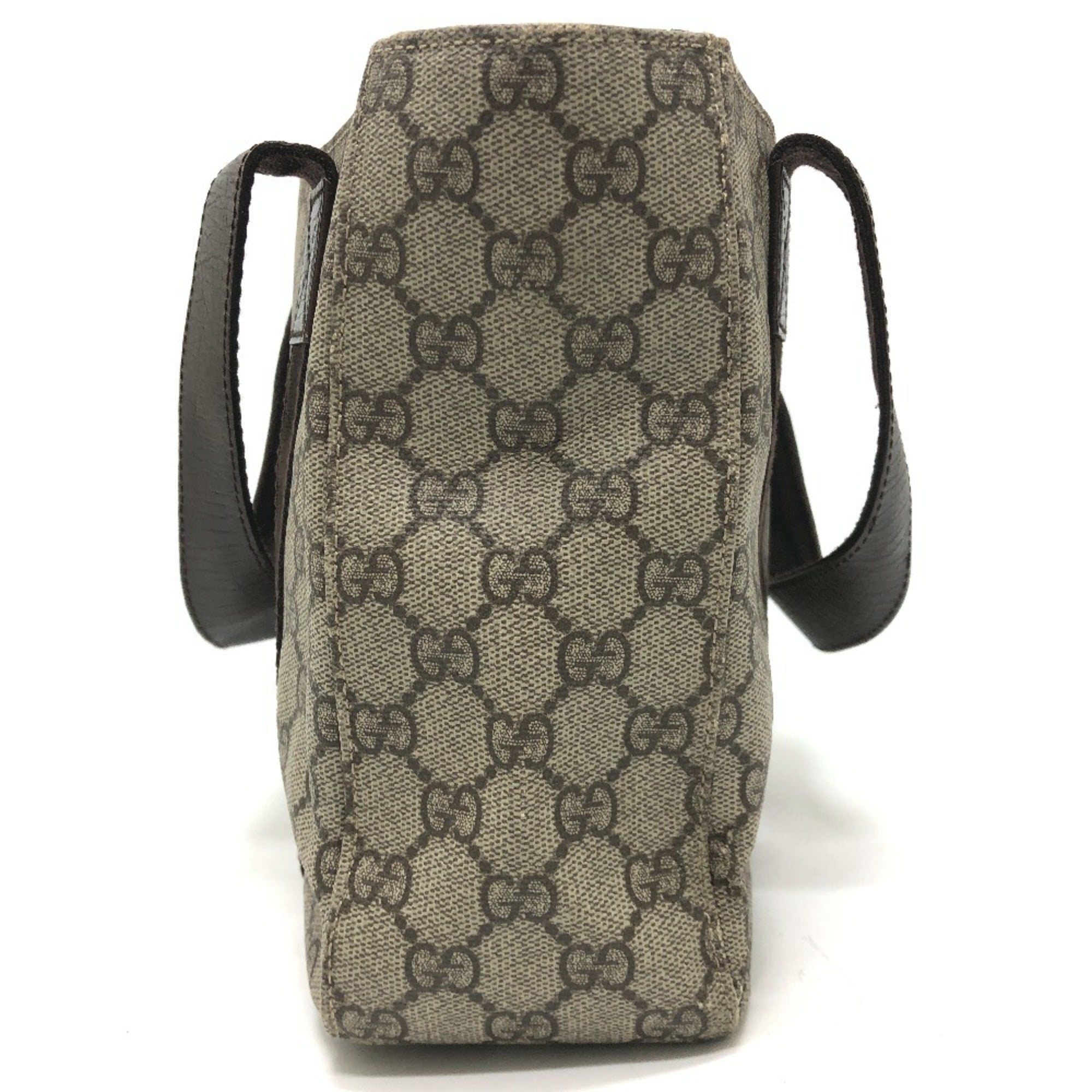 Gucci Beige Dark Brown Gg Supreme Canvas Handbag Tote Bag (Pre-Owned)