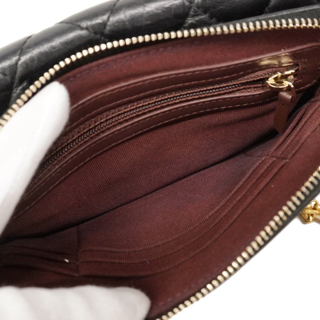 Chanel Black Leather Chain/Shoulder Wallet