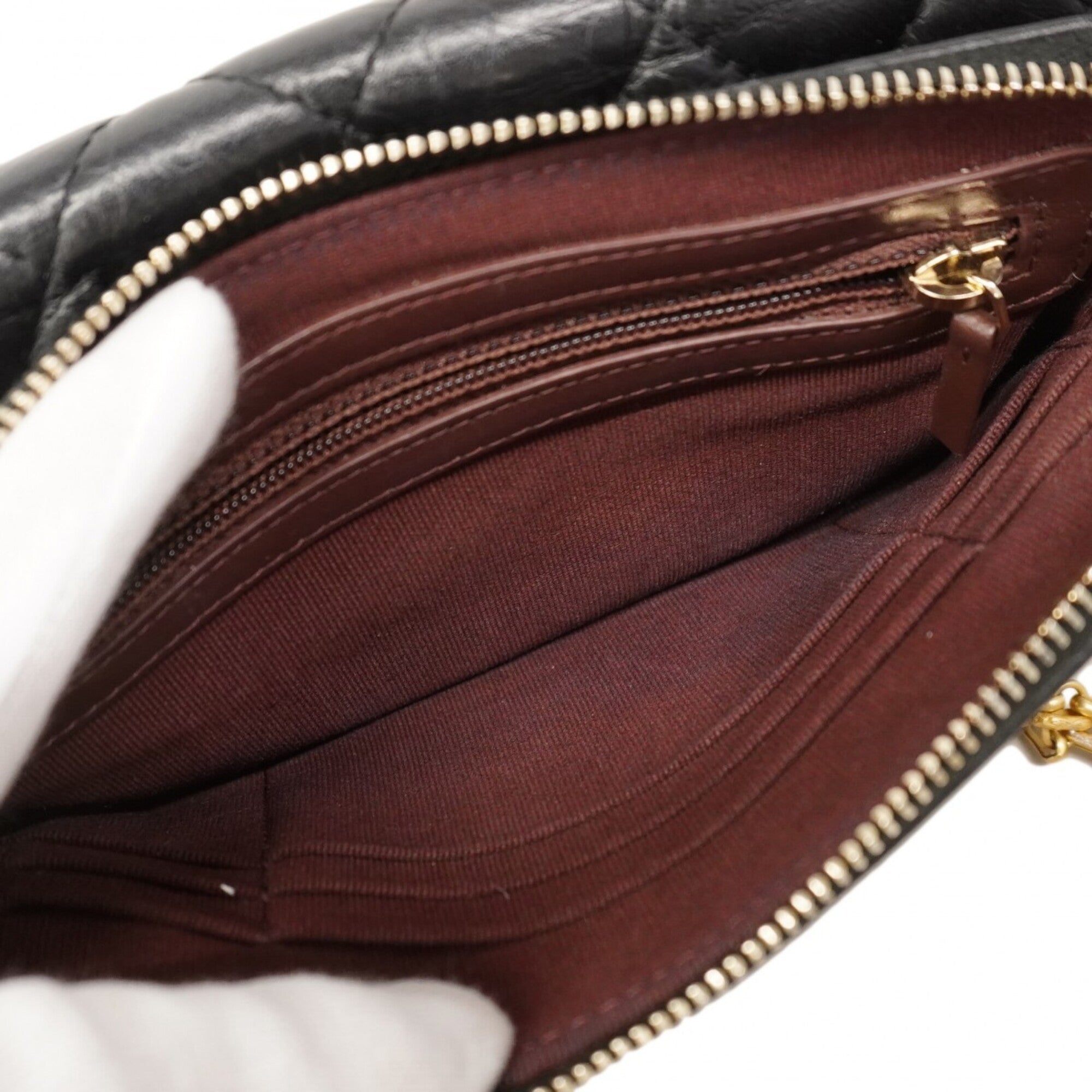 Chanel Black Leather Chain/Shoulder Wallet