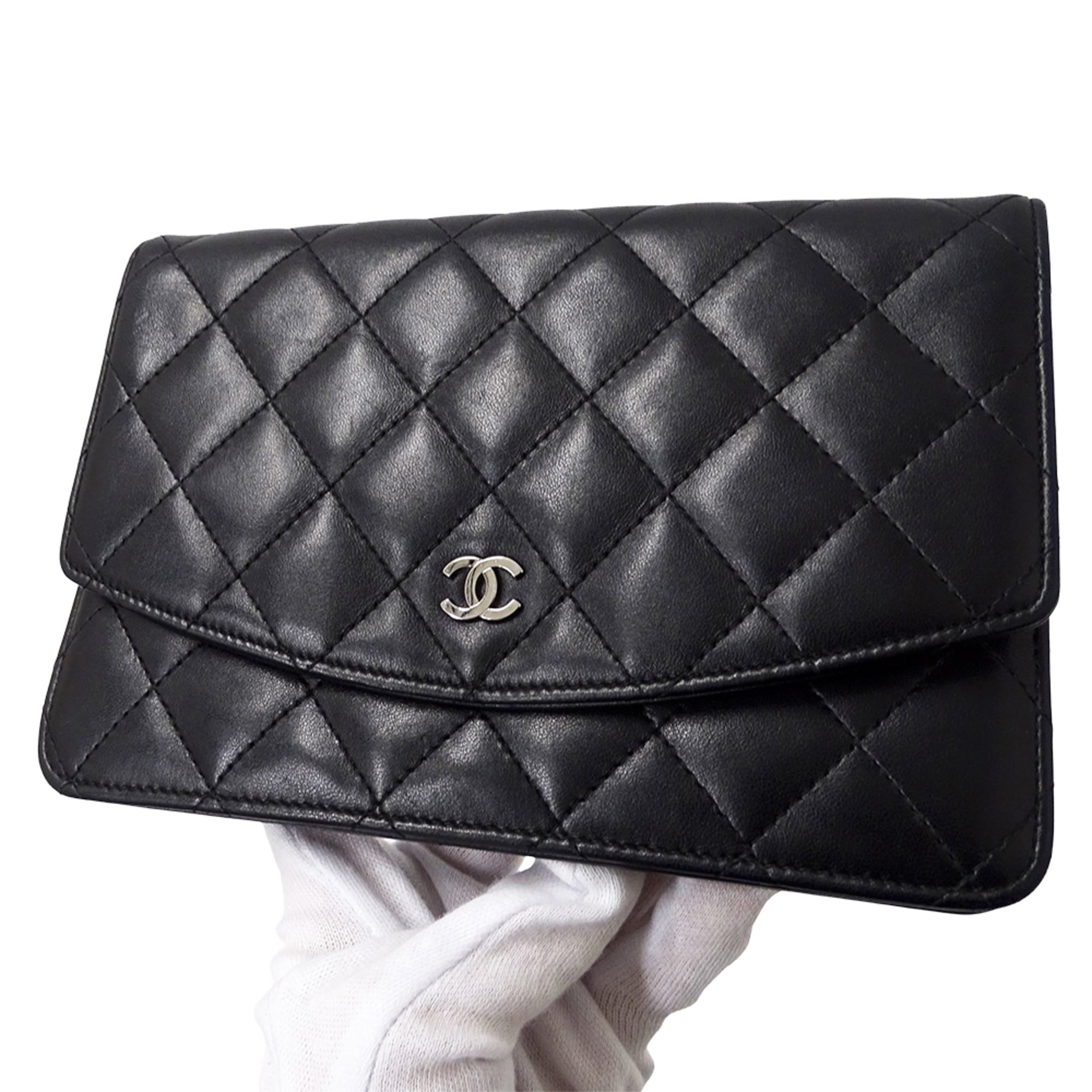 Chanel Black Leather Long Wallet (Bi-Fold)
