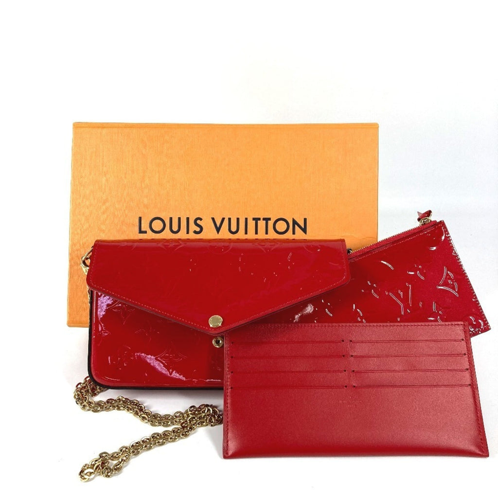 Louis Vuitton Red Color Monogram Vernis Canvas Clutch Bag Pochette Shoulder Bag